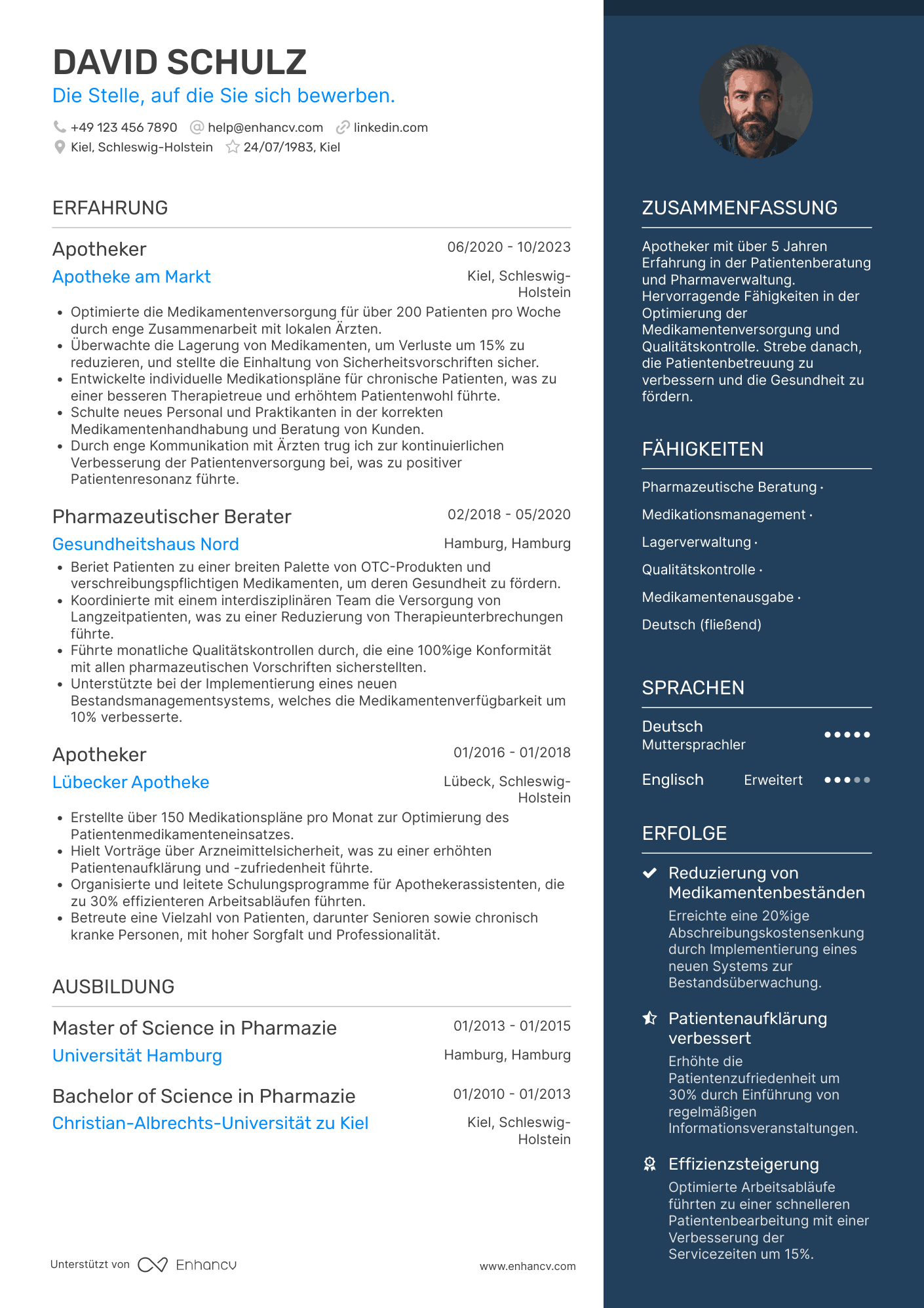 Lebenslauf in Apotheker in der Gesundheitswesen Resume Example