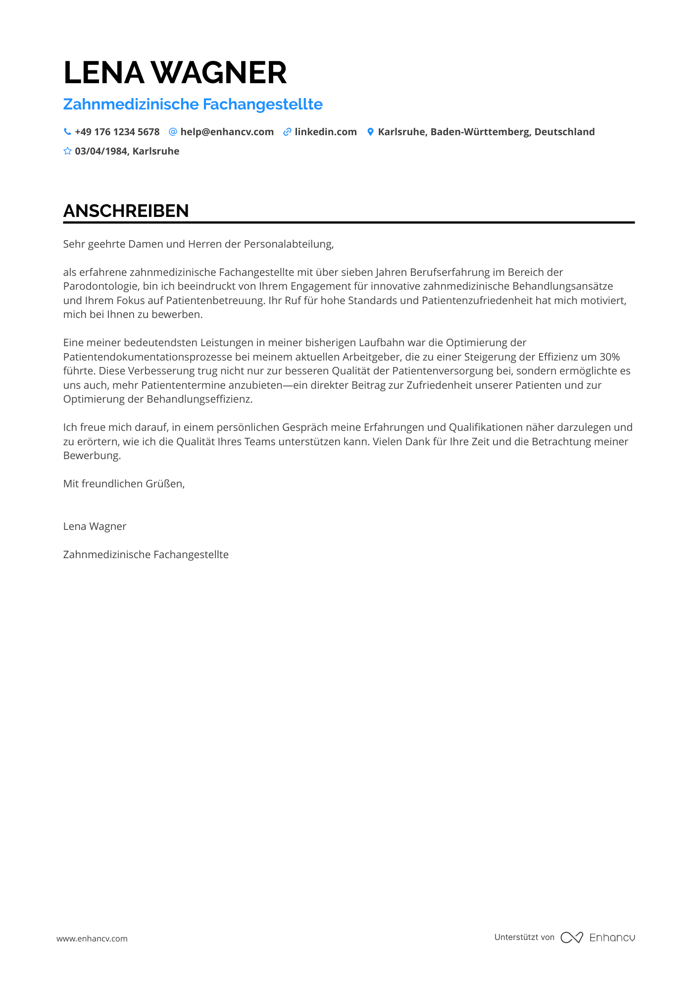 Zahnarzthelferin für Parodontologie Resume Example