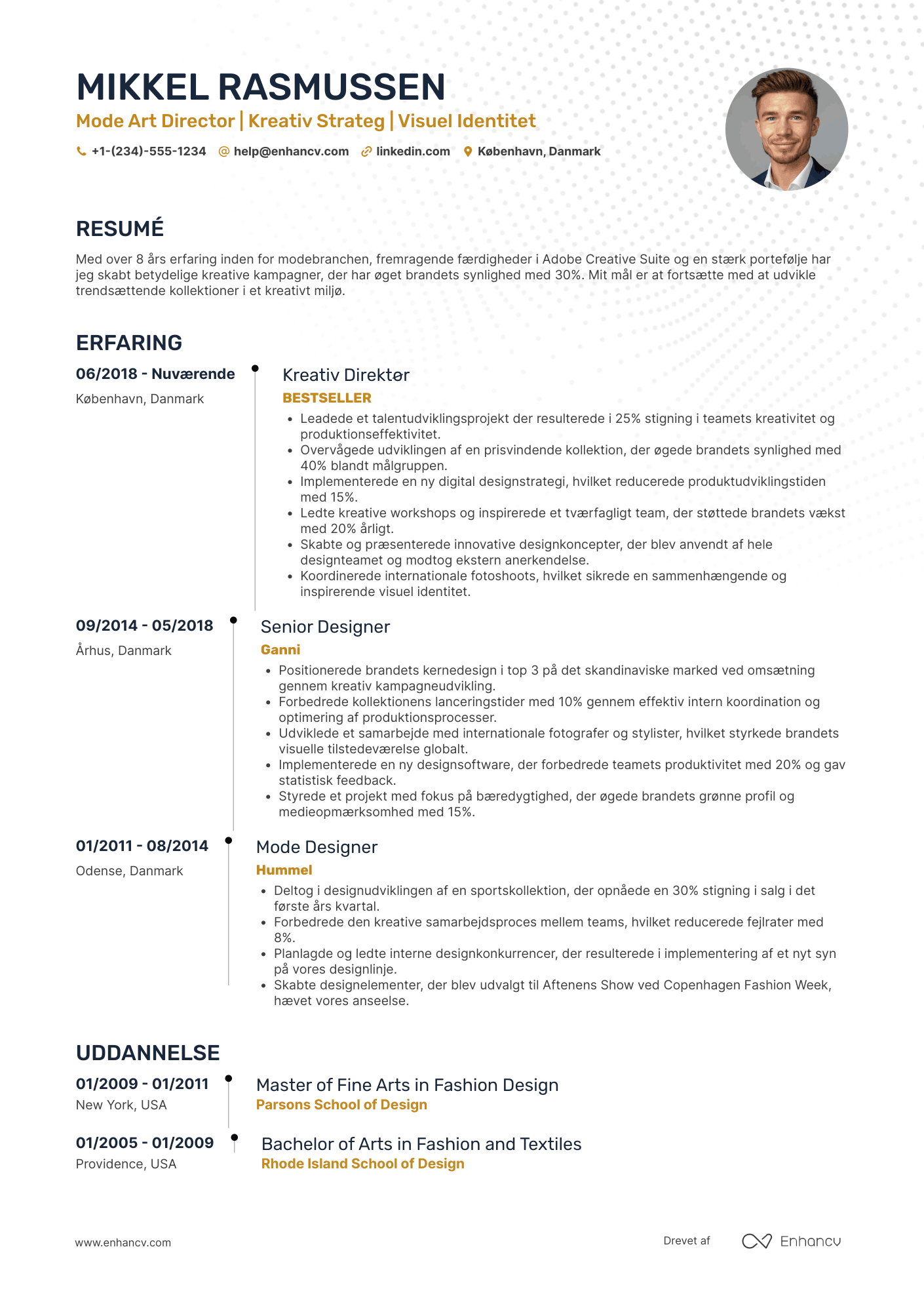 CV til Mode art director Resume Example