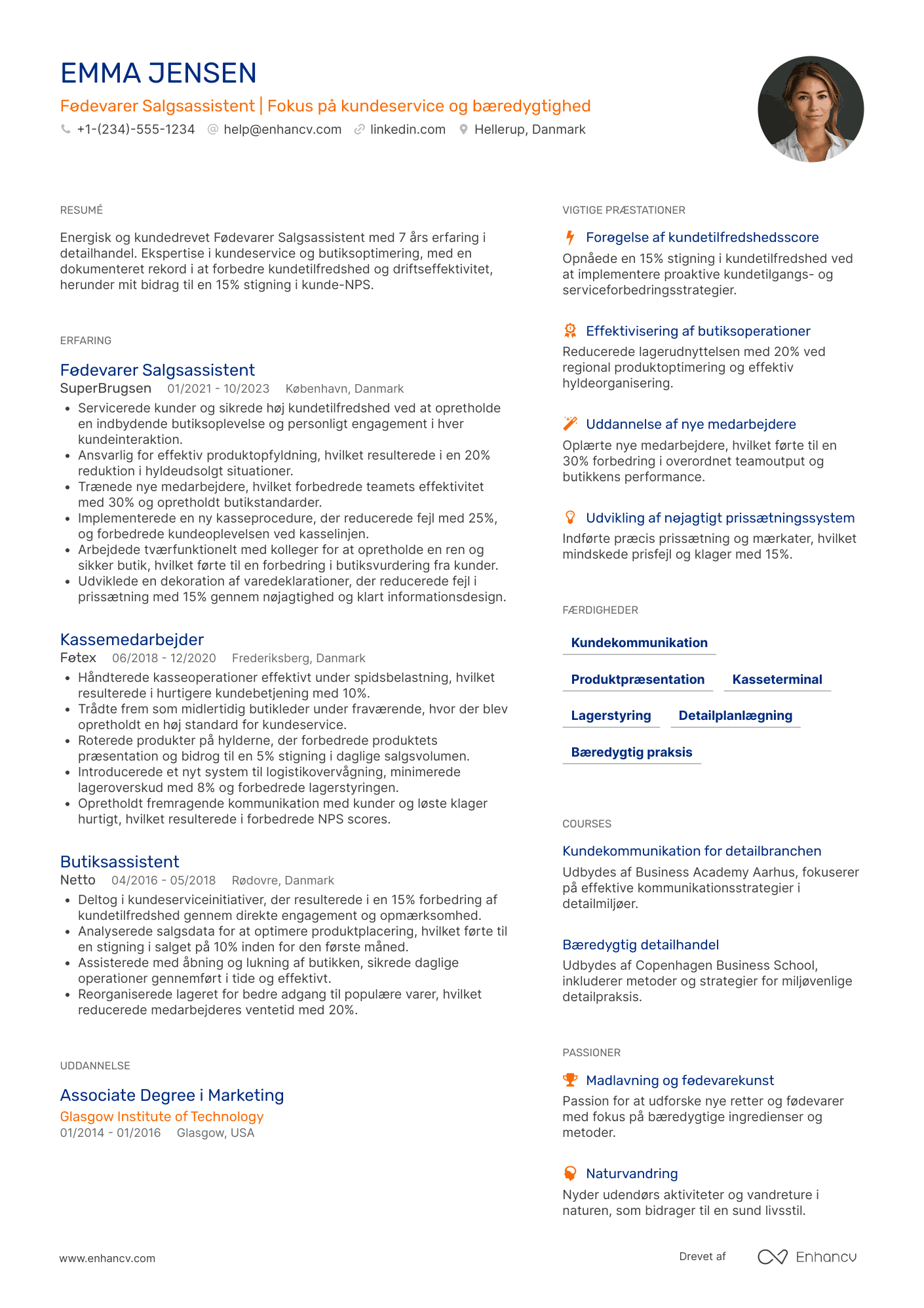 CV til Fødevarer Salgsassistent Resume Example