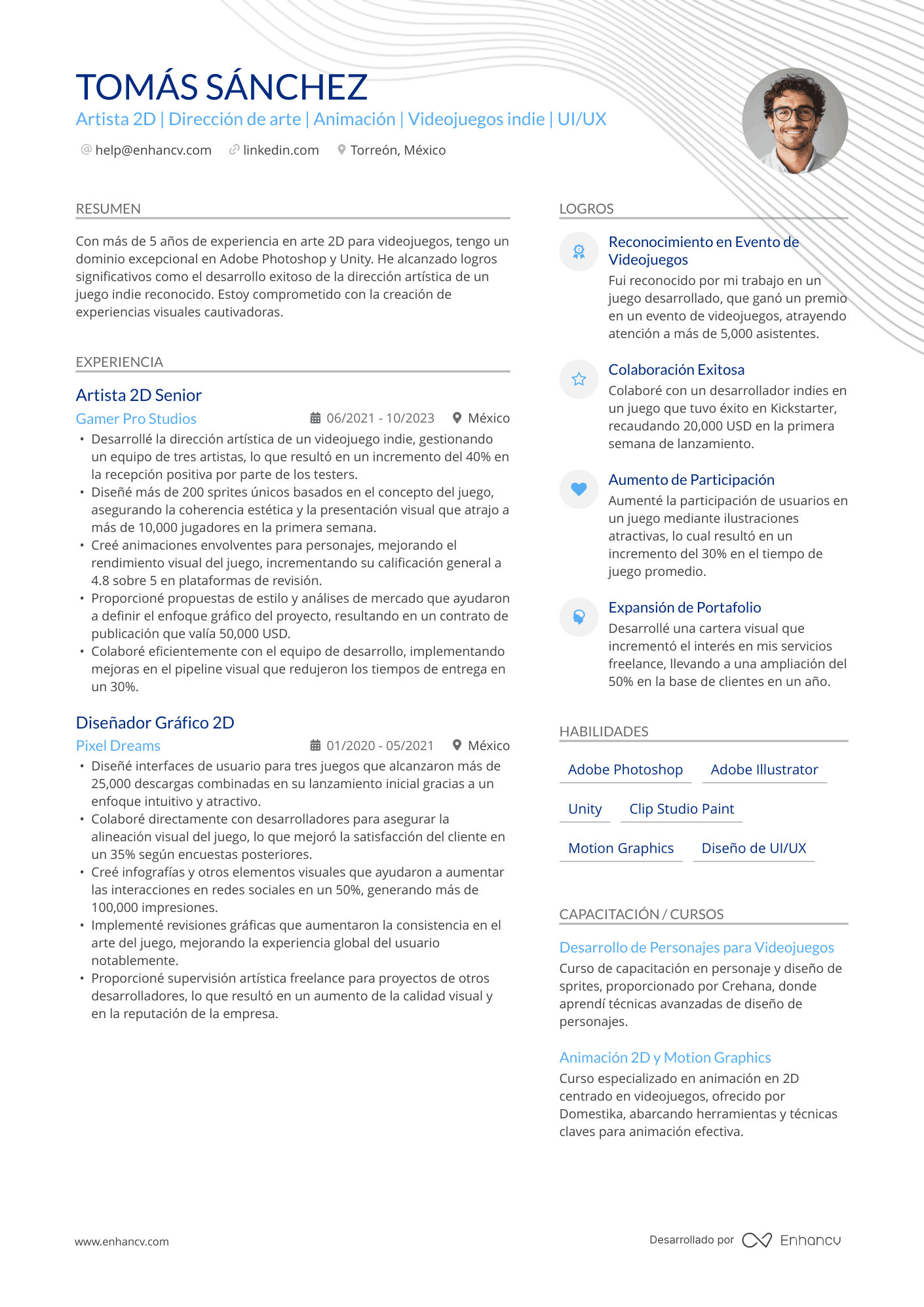 Artístico con experiencia Resume Example