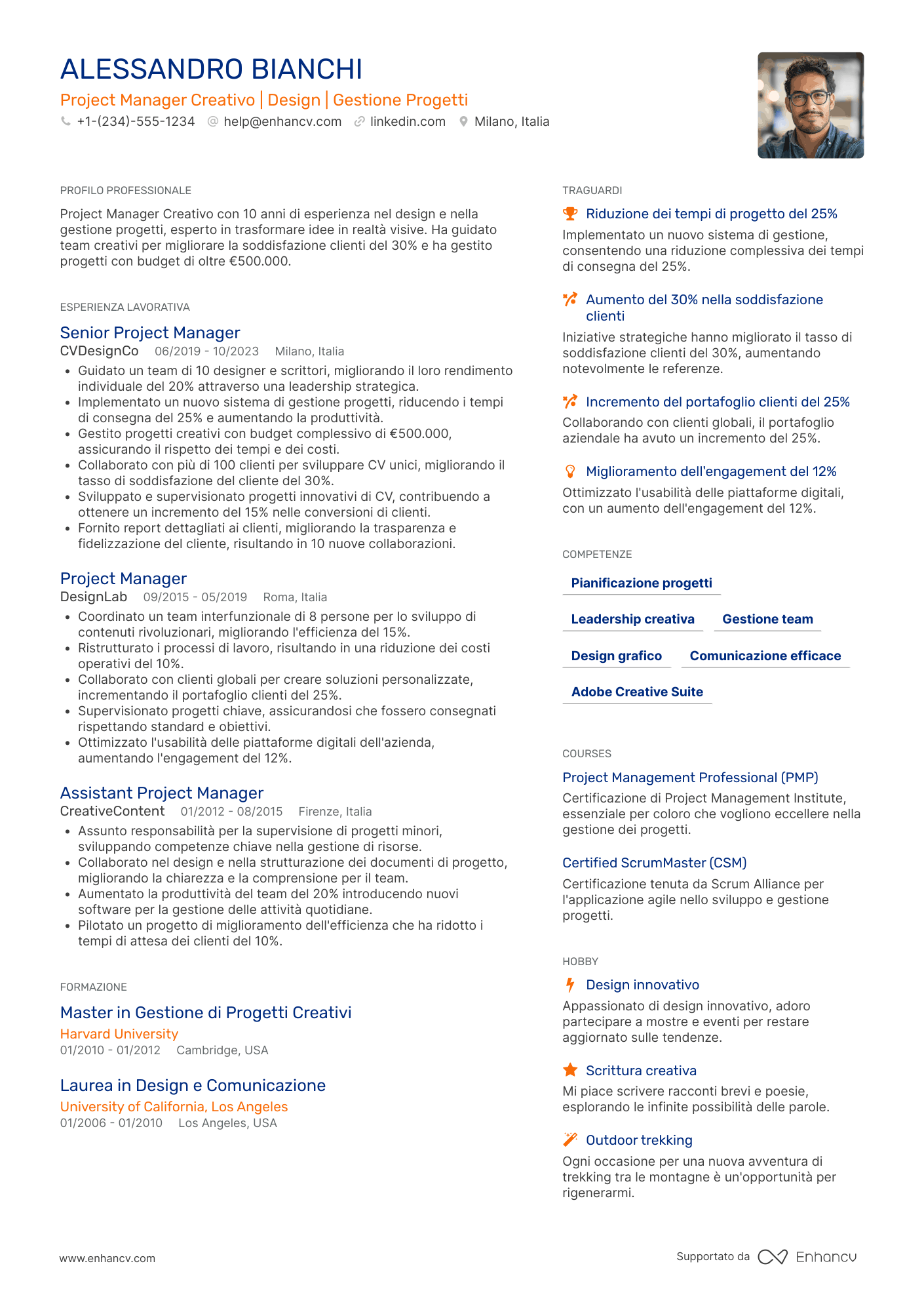 CV Creative project manager Resume Example