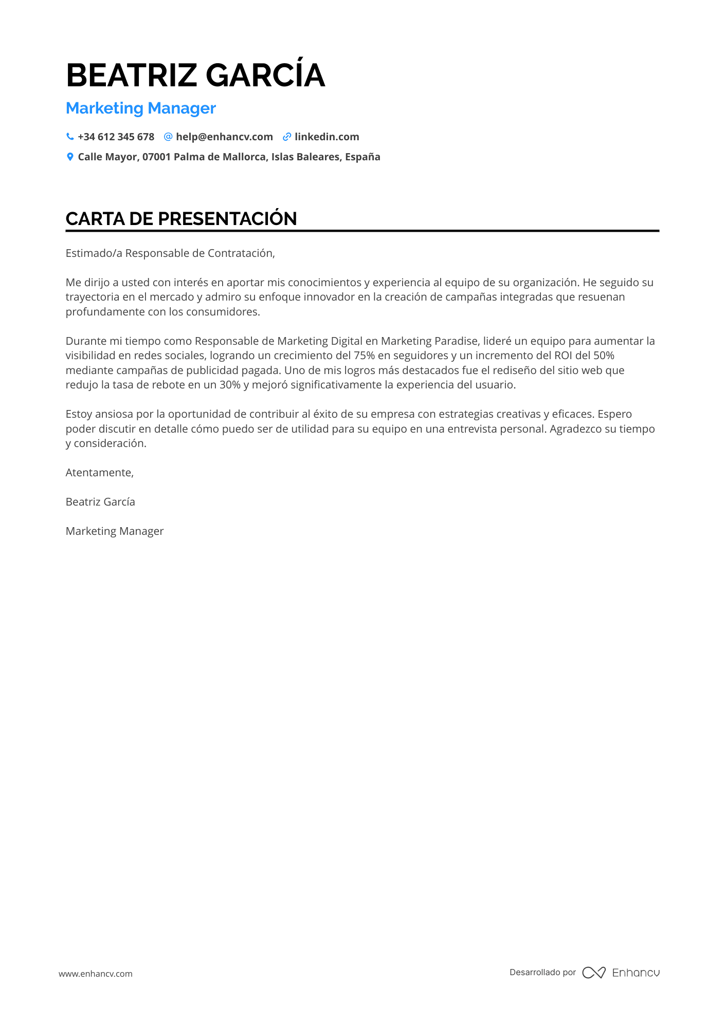 Marketing Online Resume Example