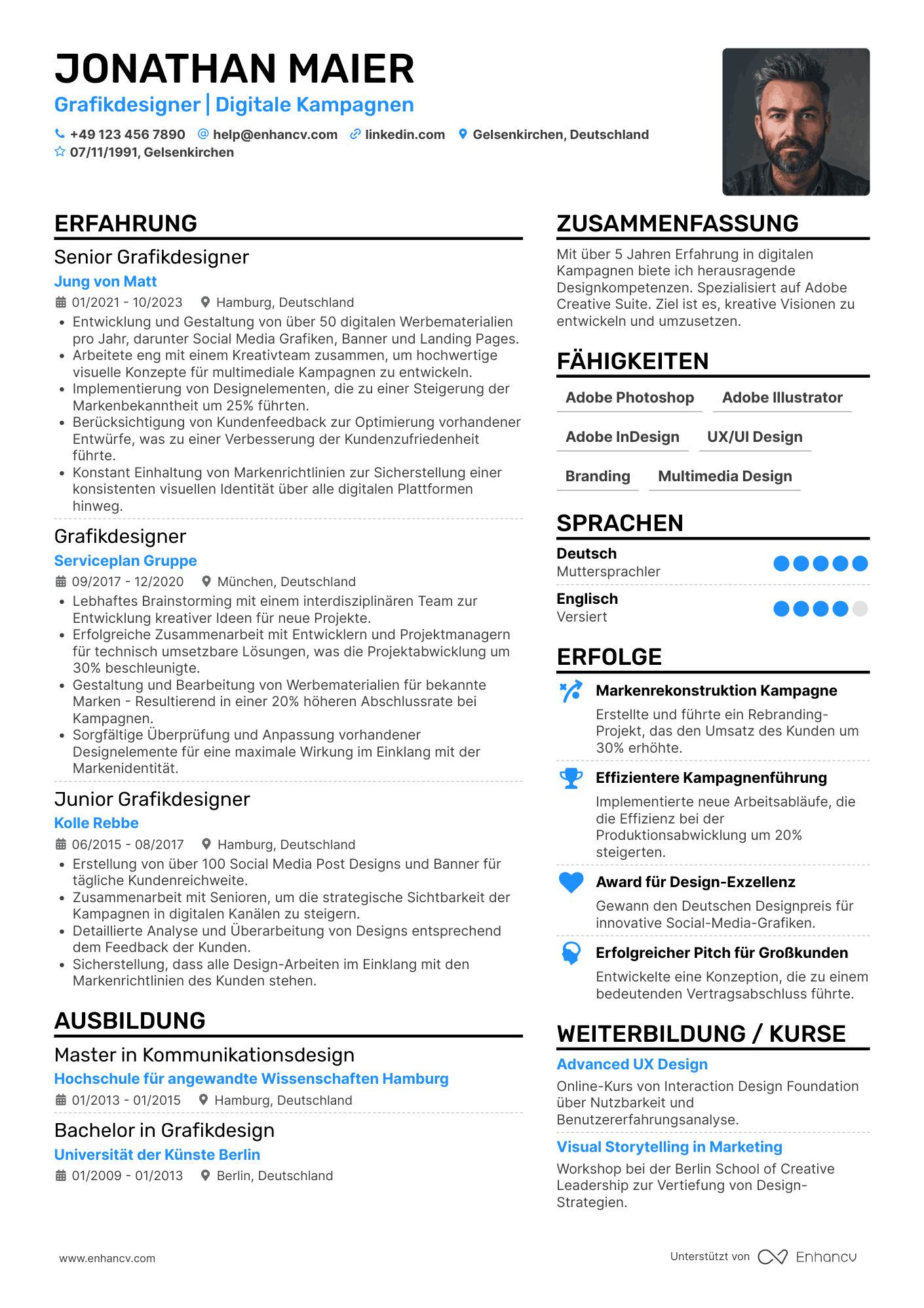 Lebenslauf als Grafikdesigner für digitale Kampagnen Resume Example