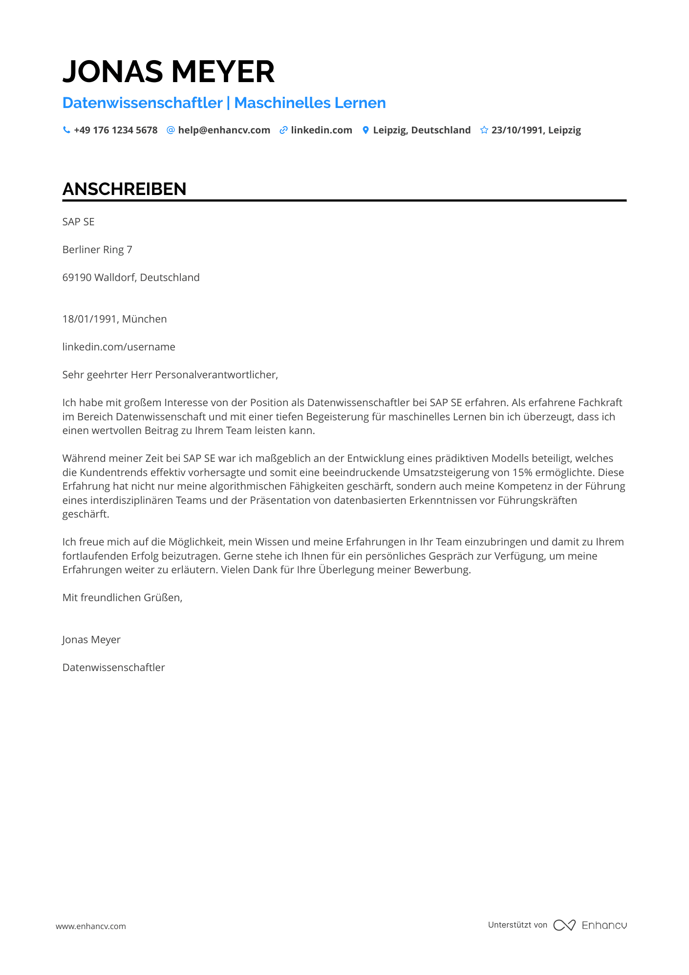 Datenwissenschaftler für maschinelles Lernen Resume Example