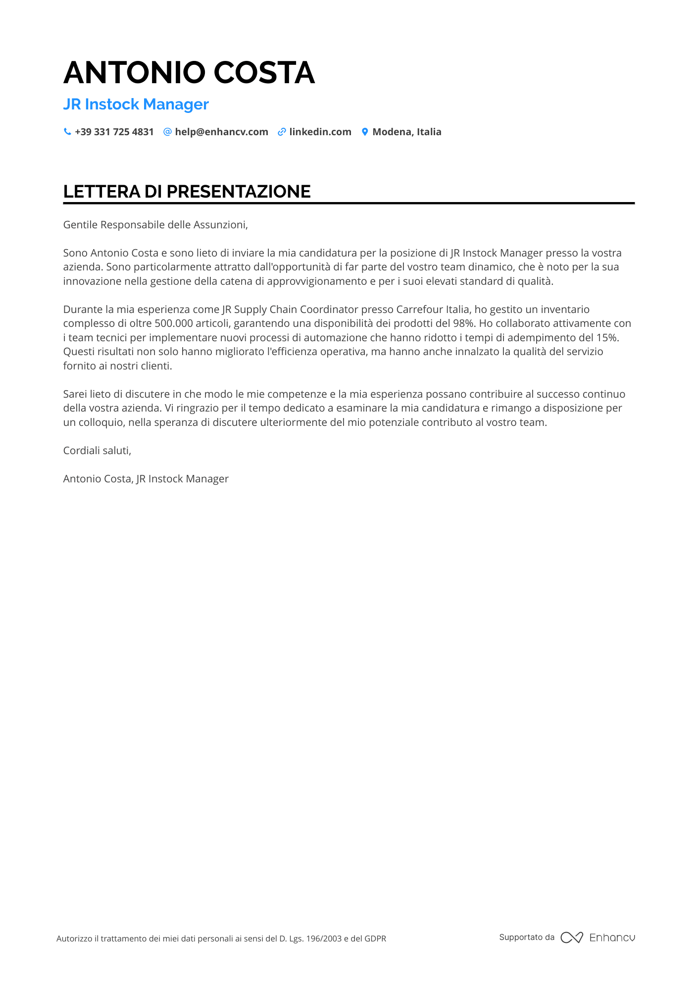 Amazon Junior Resume Example