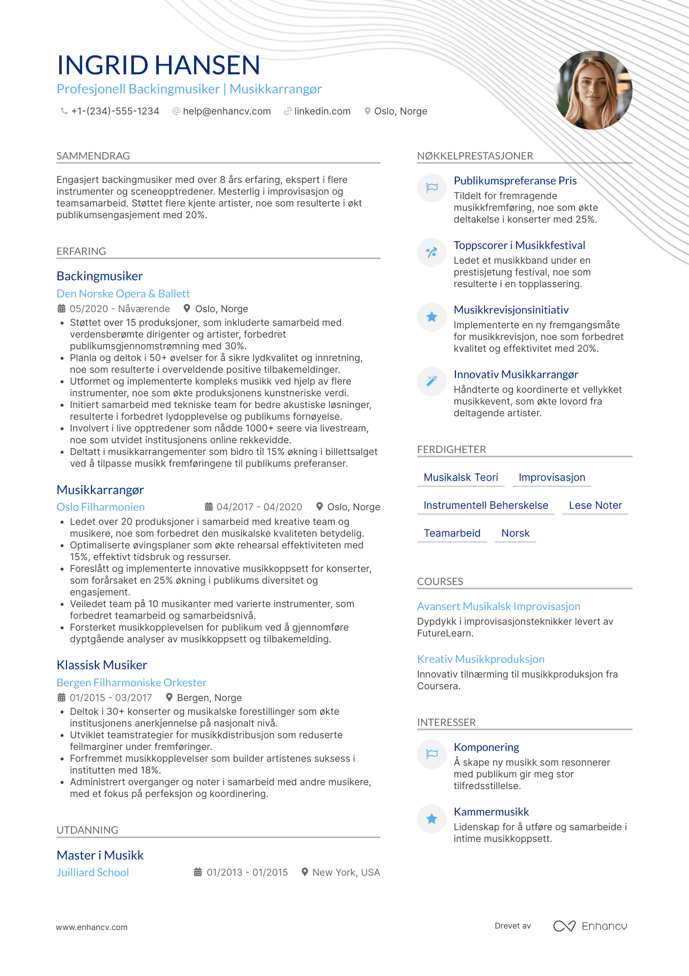 CV for Backingmusiker Resume Example