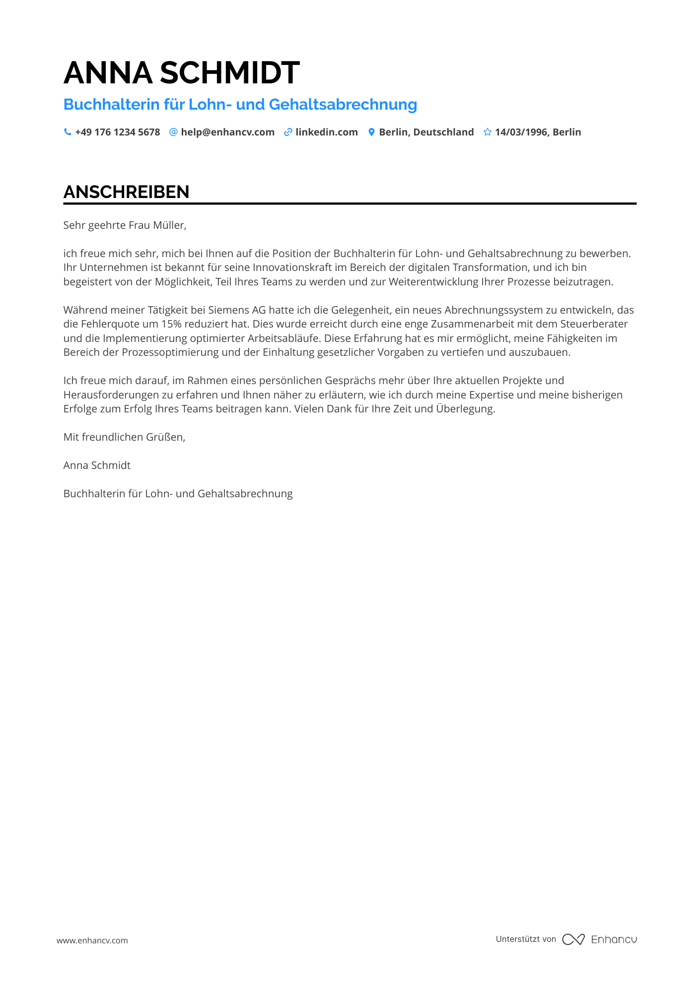 Buchhalter für Lohn  und Gehaltsabrechnung Resume Example