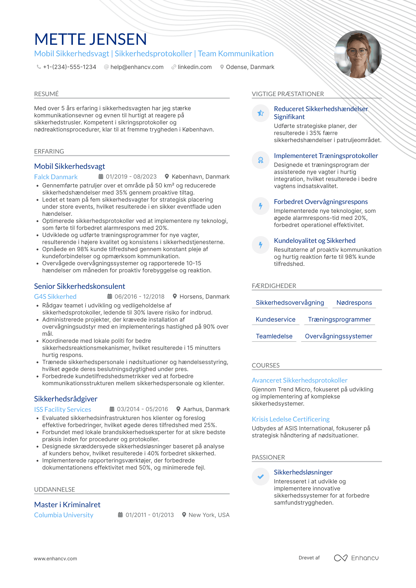 CV til Mobil sikkerhedsvagt Resume Example
