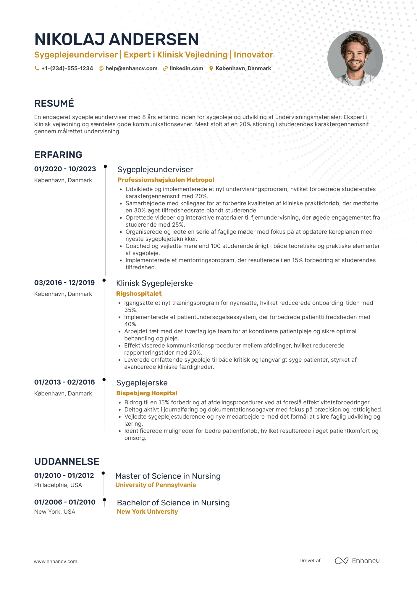 CV til Sygeplejeunderviser Resume Example