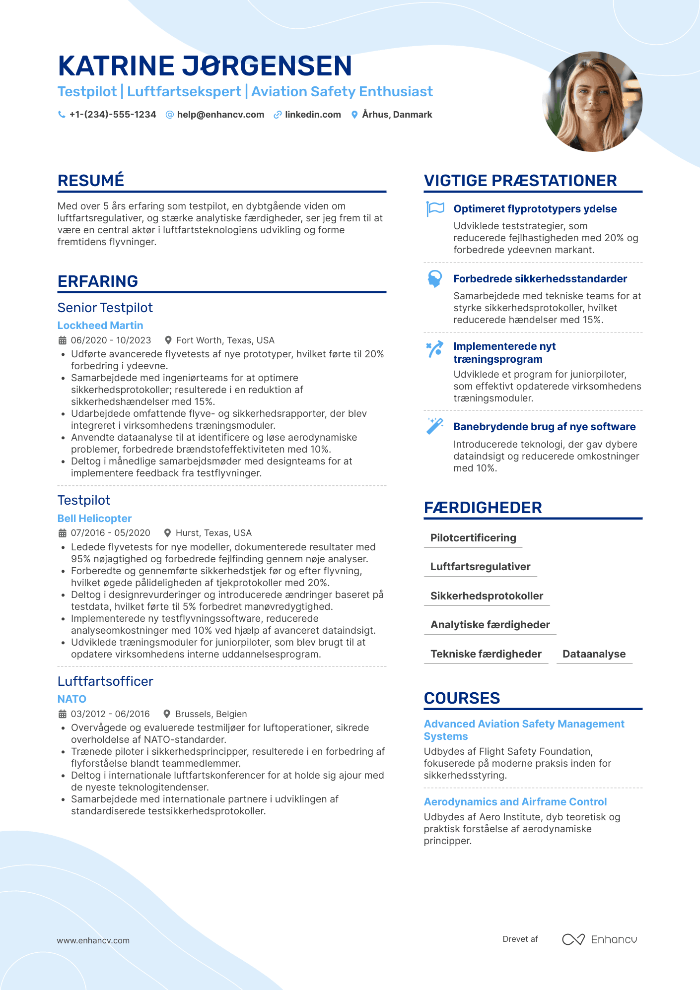 CV til Testpilot Resume Example