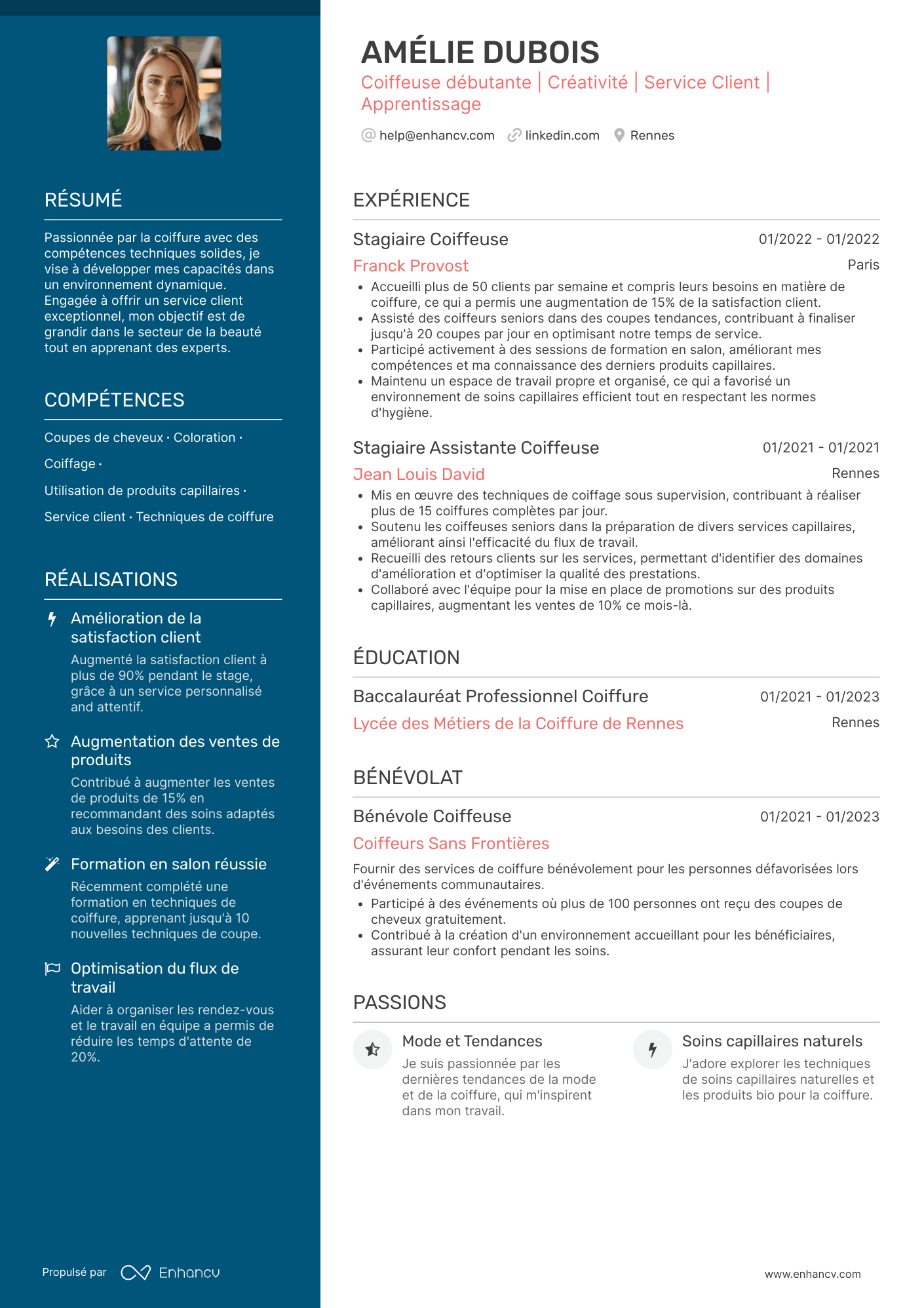 Coiffure pour débutant·e Resume Example