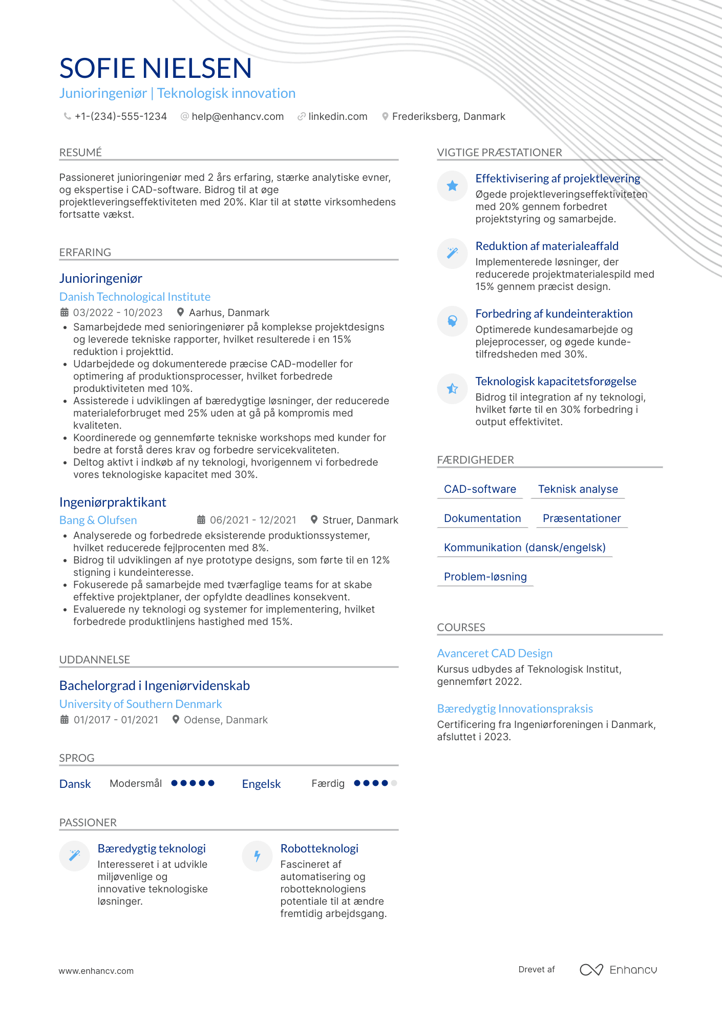 CV til Junioringeniør Resume Example
