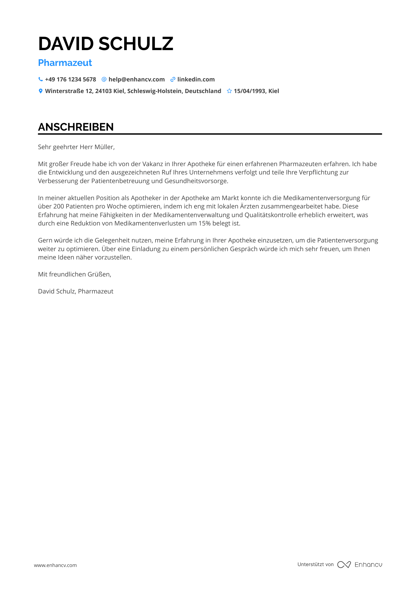 Apotheker in der Gesundheitswesen Resume Example
