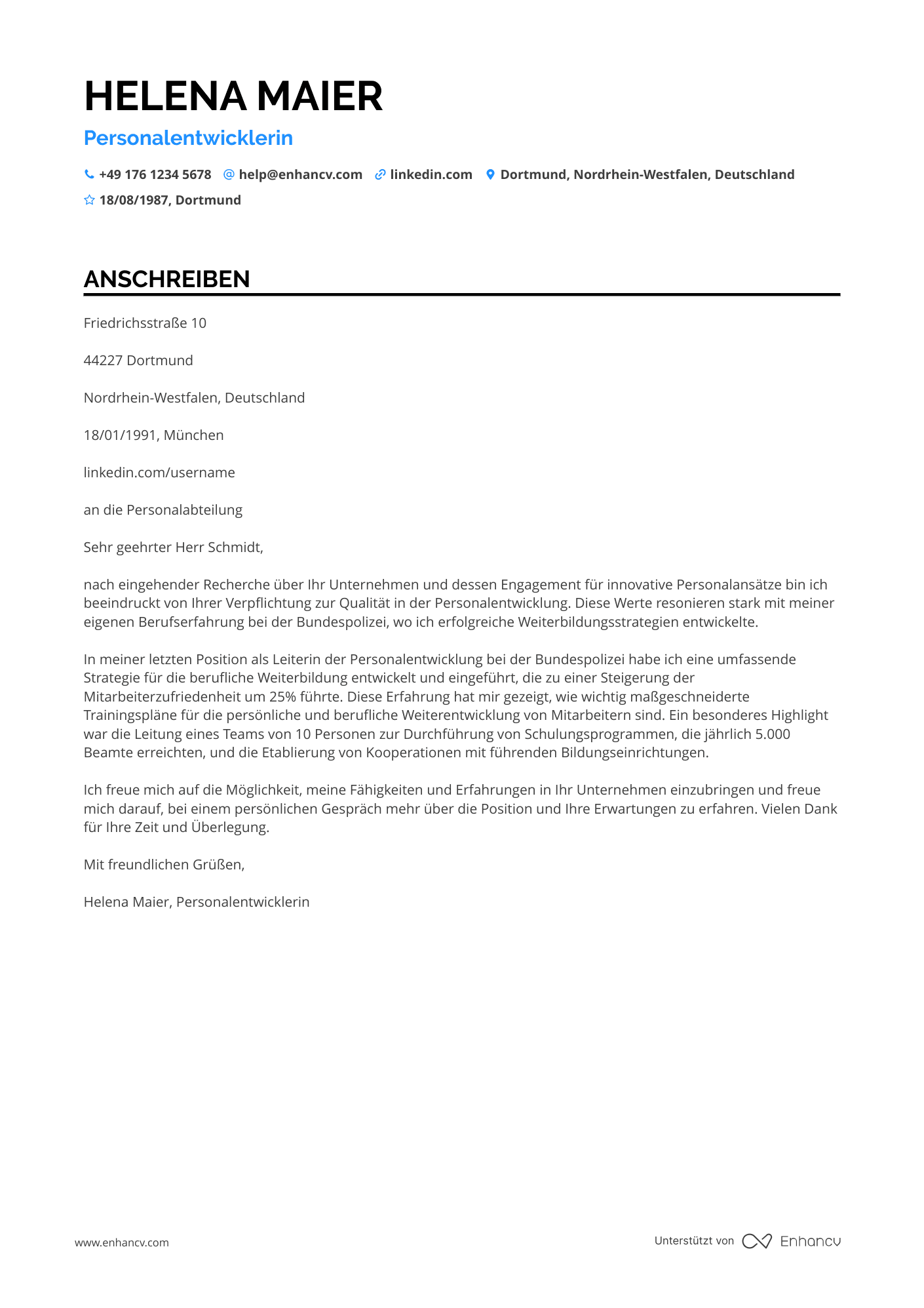 Polizei Personalentwickler Resume Example