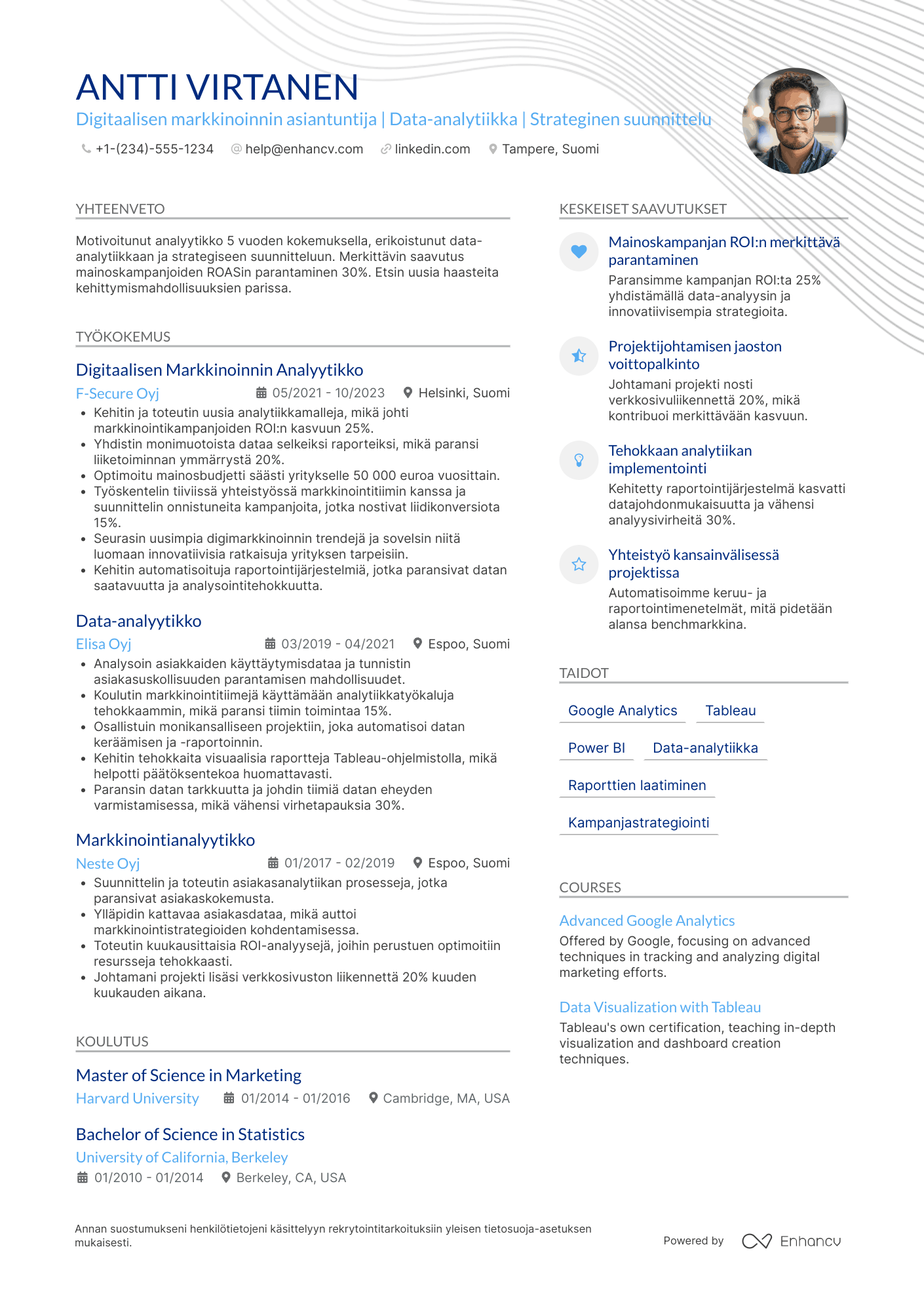 Ansioluettelo Digitaalisen markkinoinnin analyytikko Resume Example