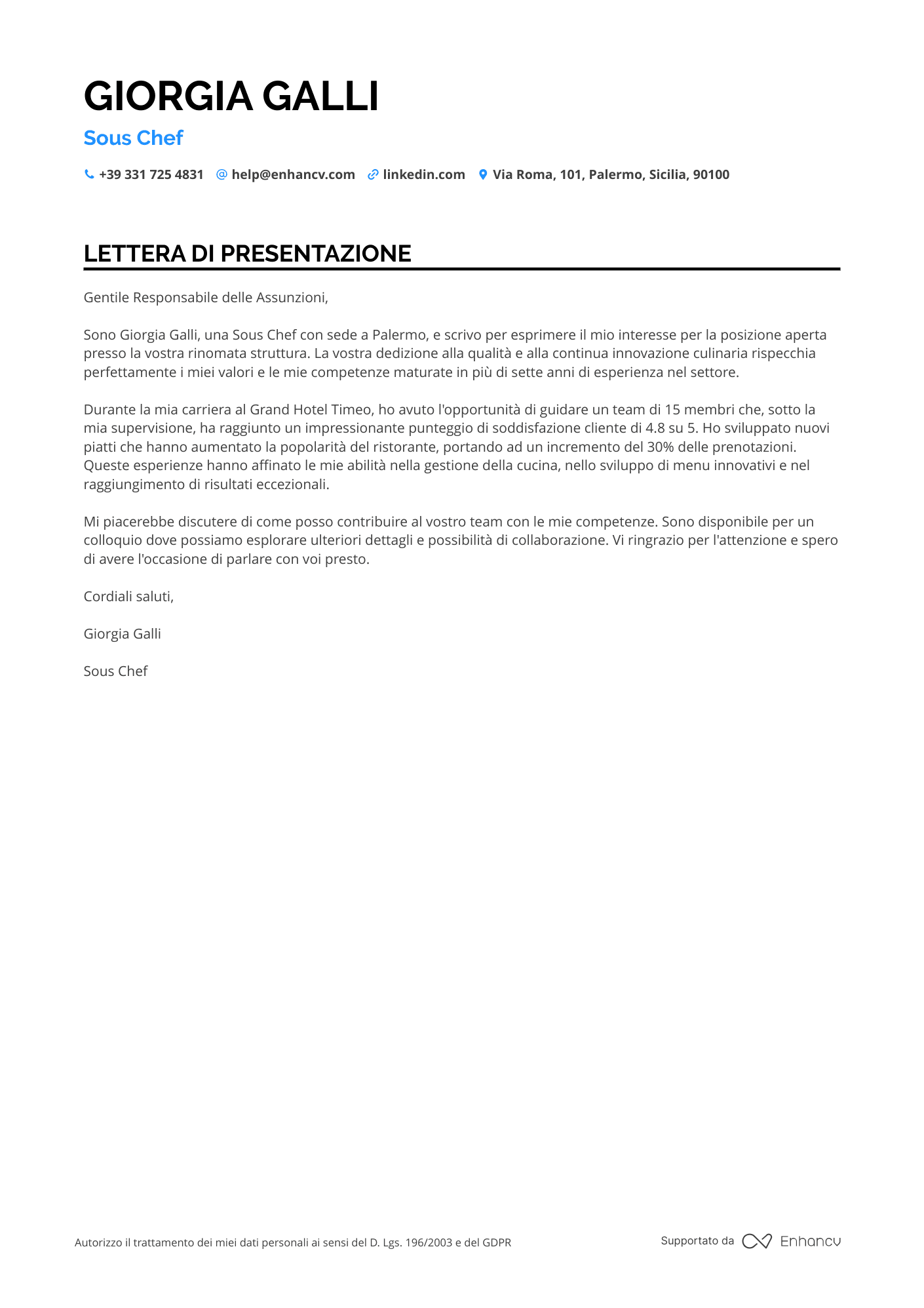 Cuoco Senior Resume Example
