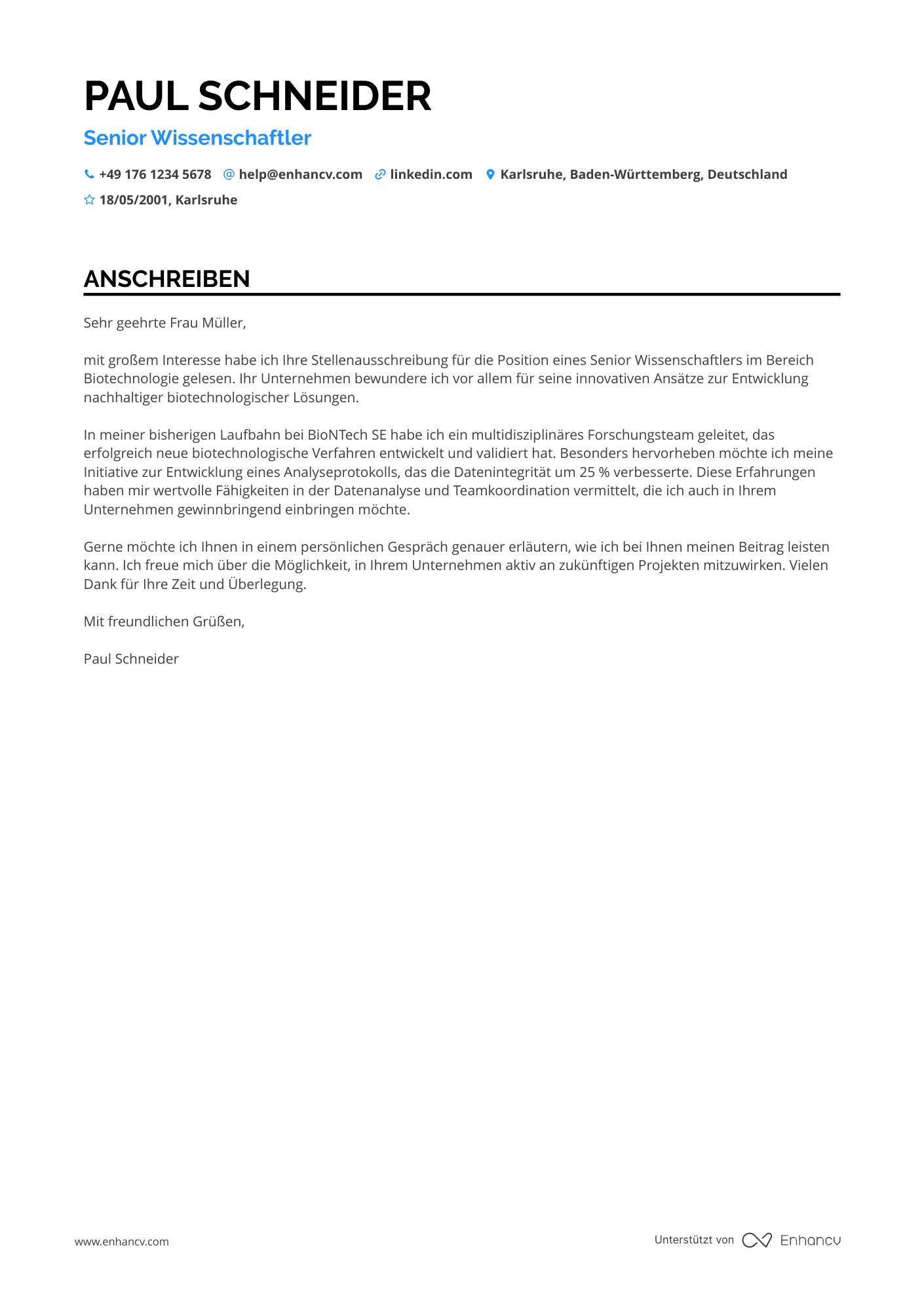 Senior Wissenschaftler Resume Example