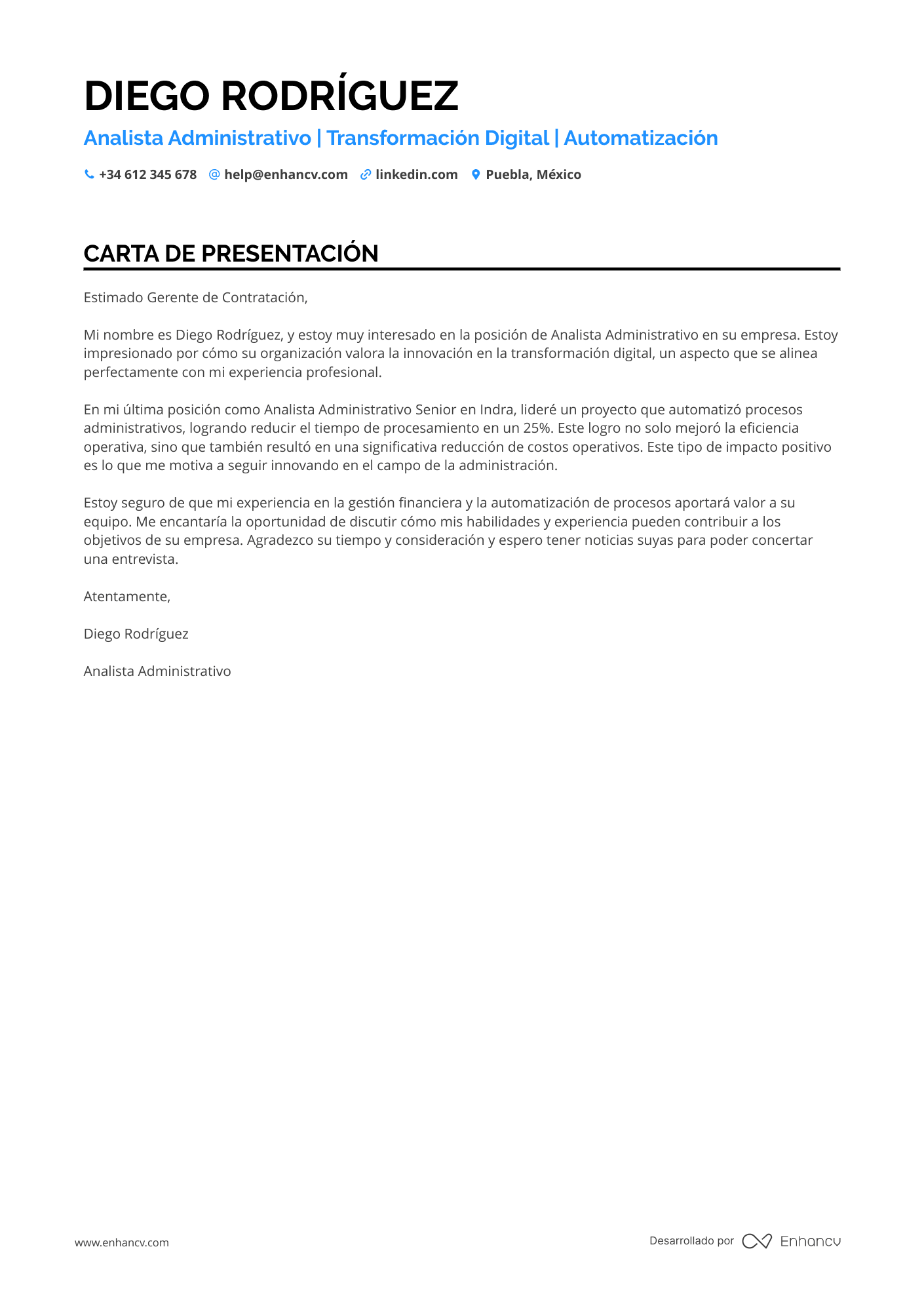 Asistente Administrativo de Dirección Resume Example