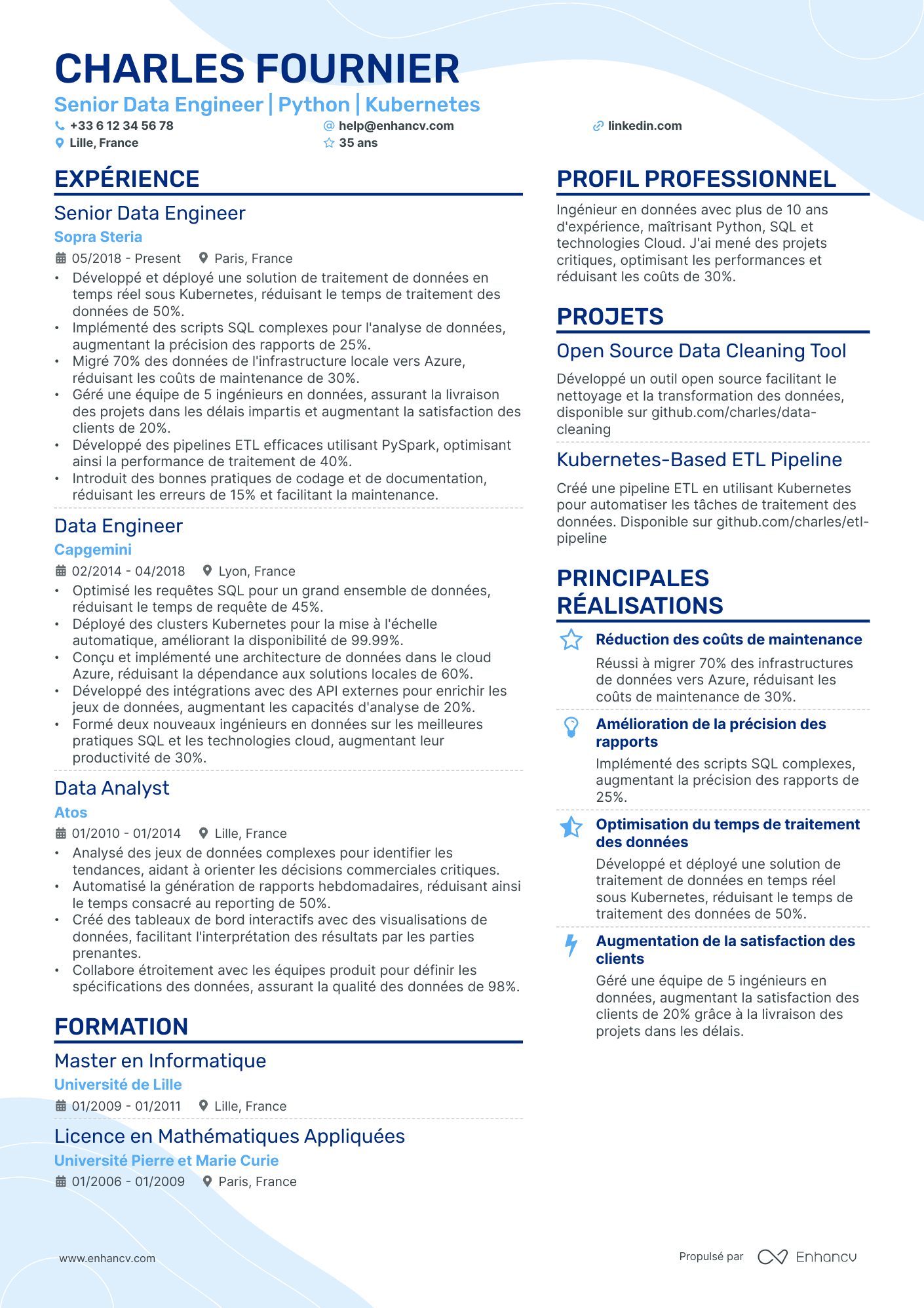 Ingénieur Informatique Senior Resume Example