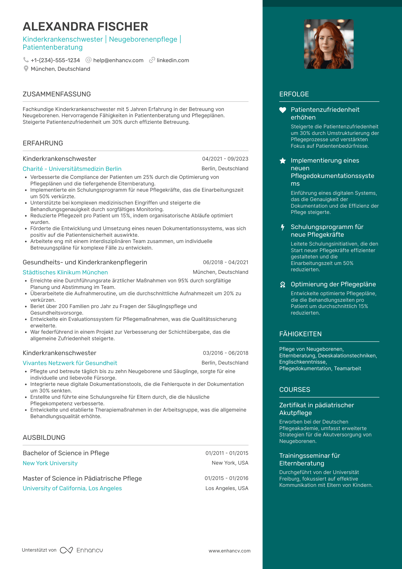 Lebenslauf Kinderkrankenschwester Resume Example