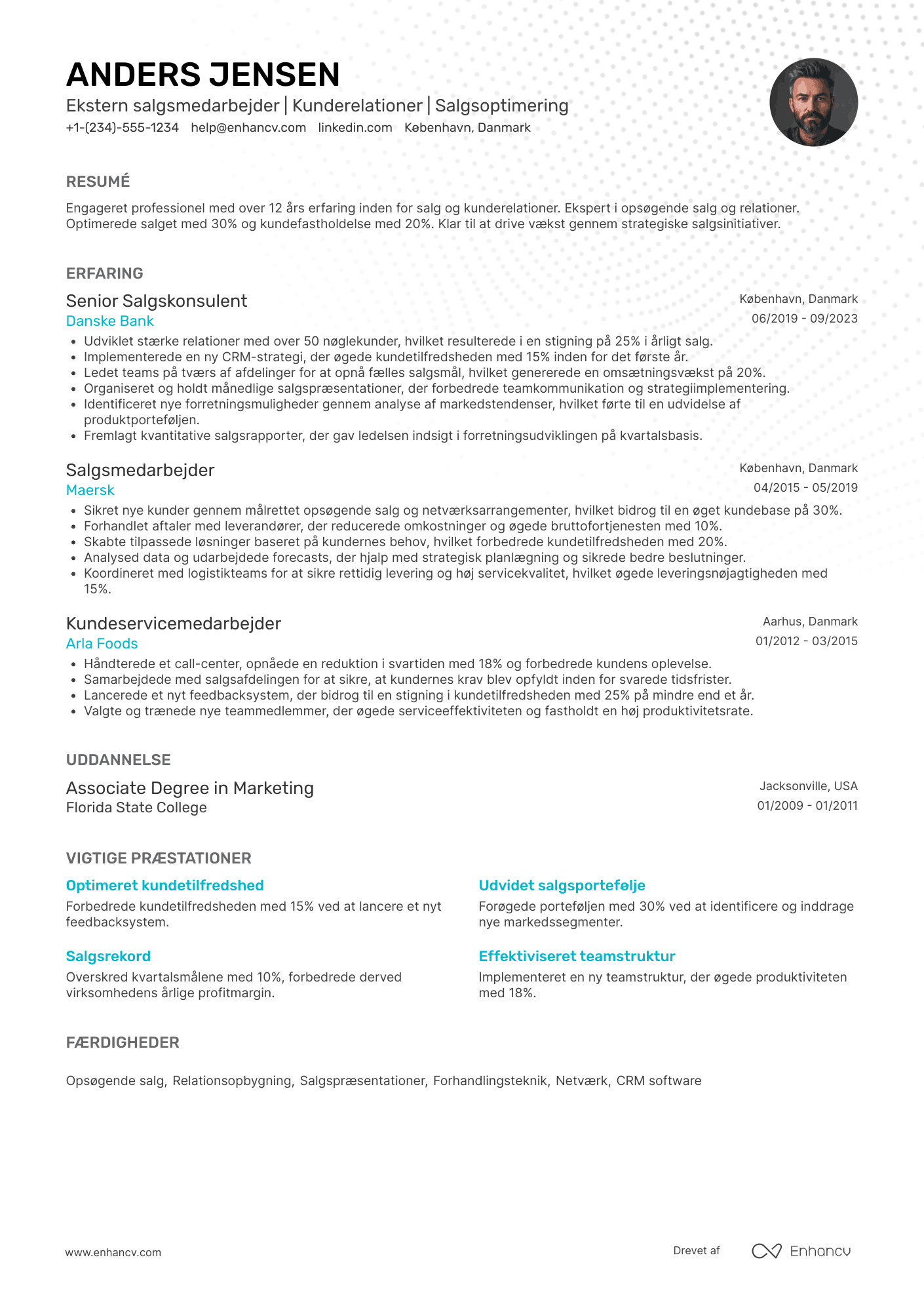 CV til Ekstern salgsmedarbejder Resume Example