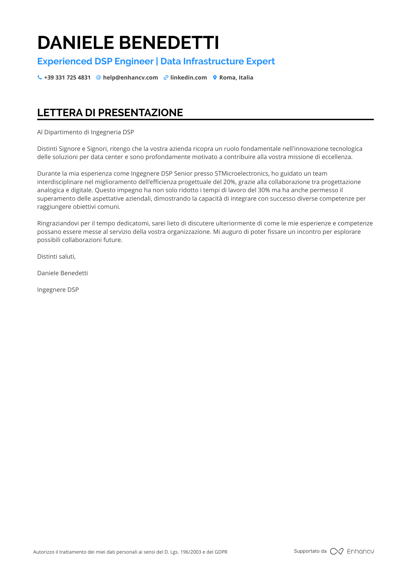 Neolaureato in Architettura Resume Example