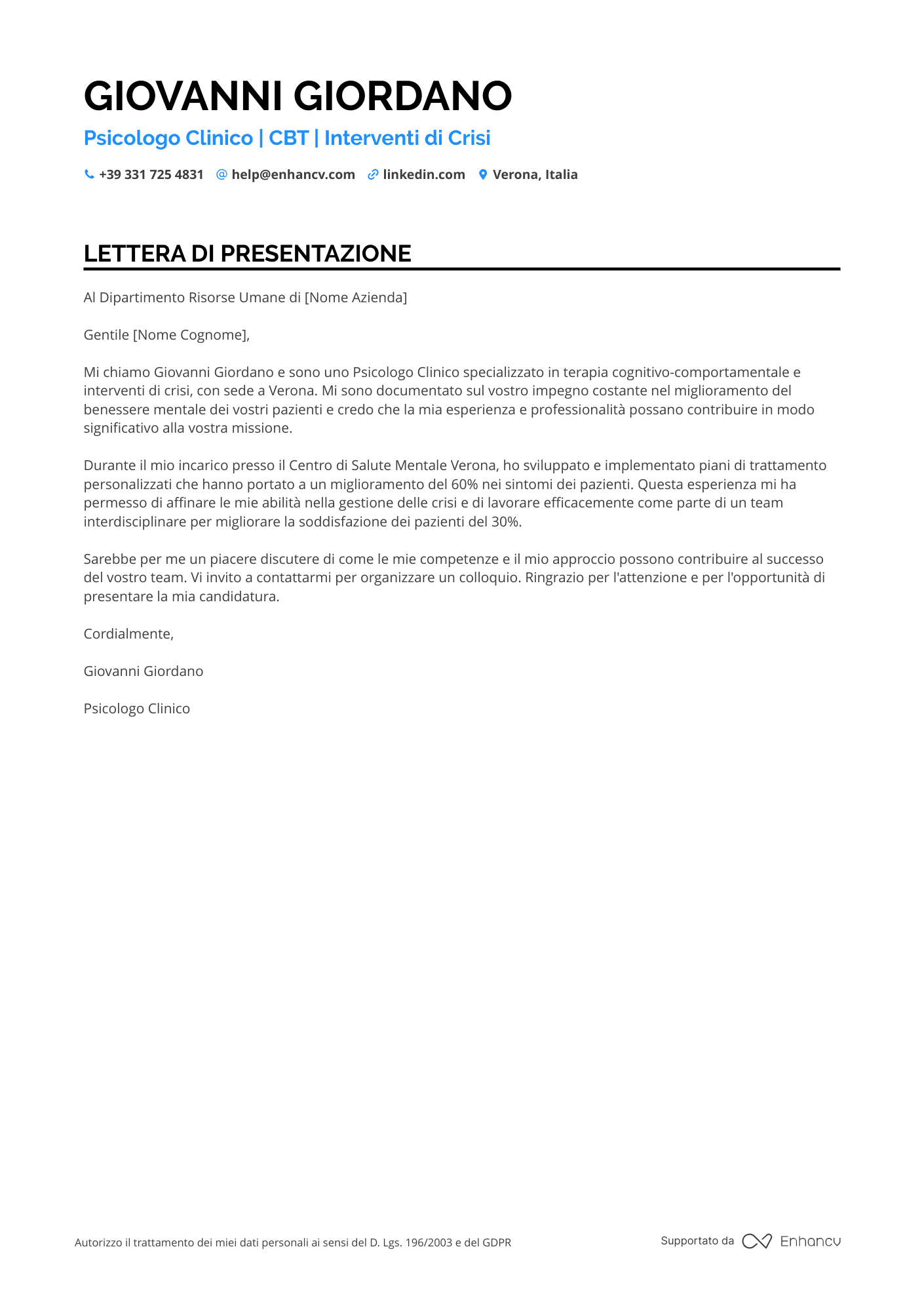 Psicologo Clinico Resume Example