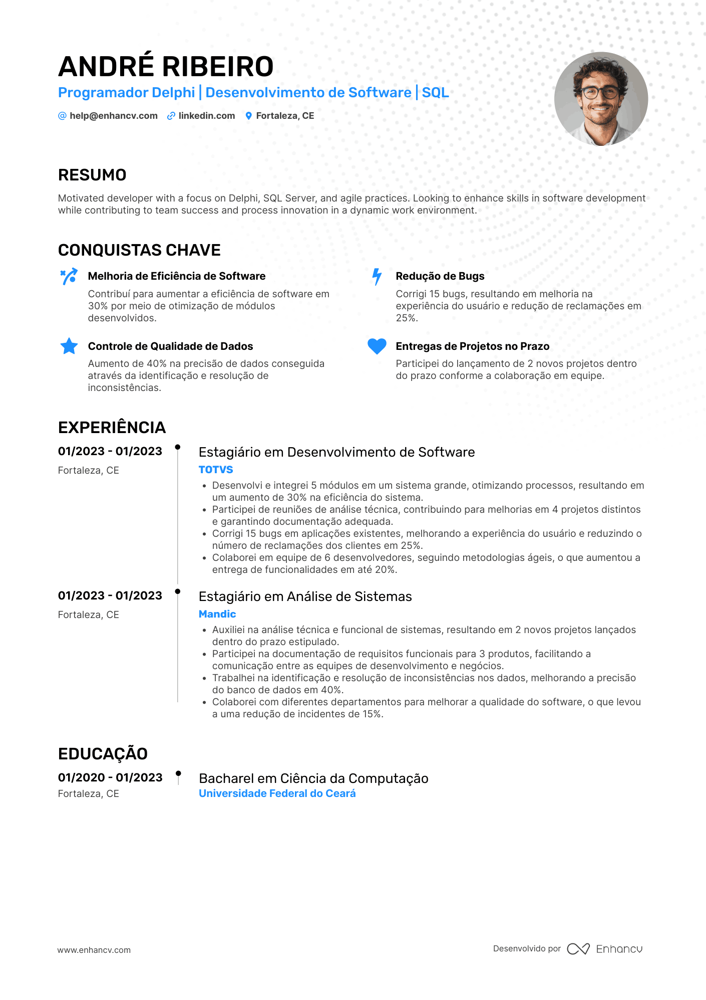 Programador Delphi Resume Example