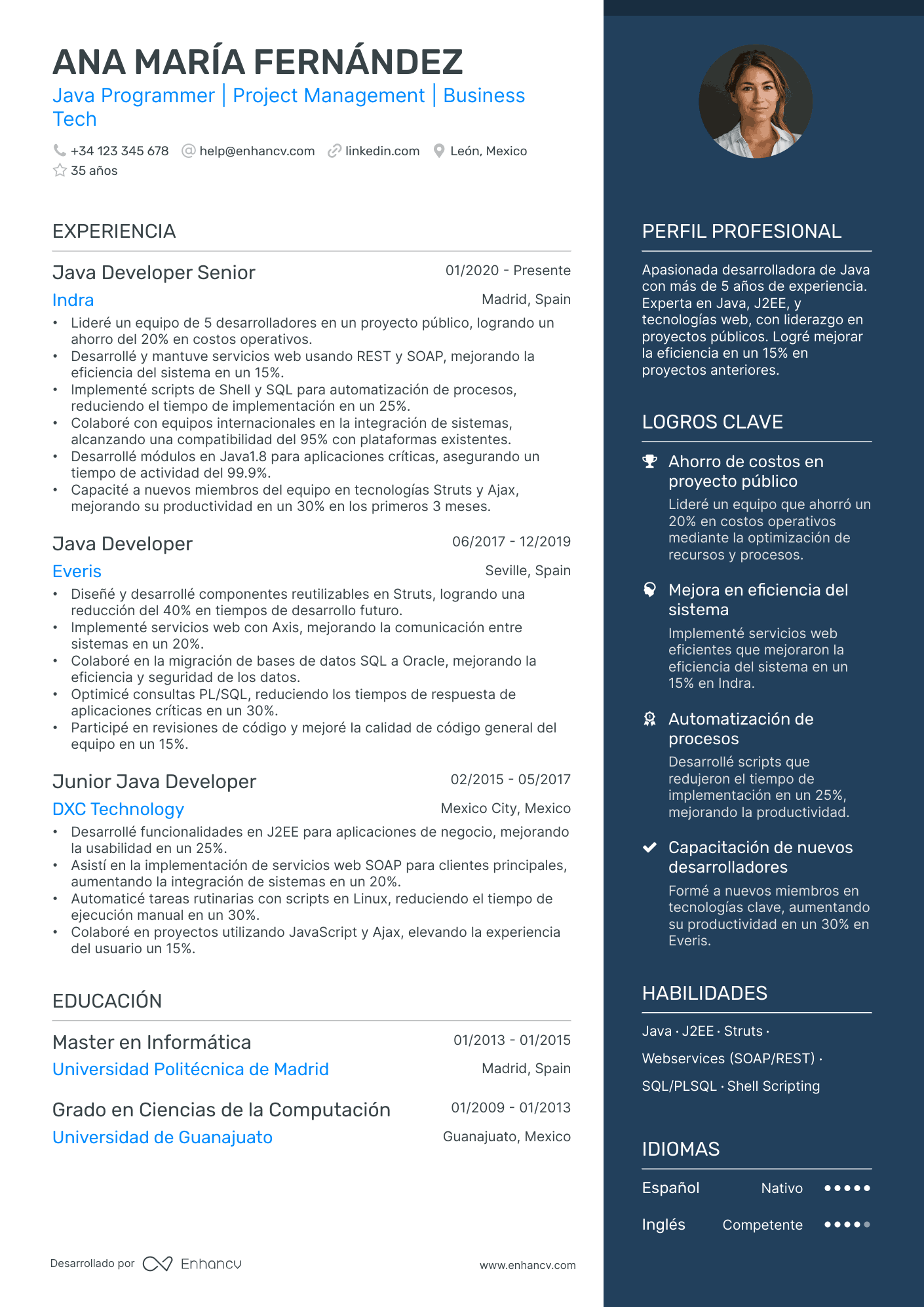 Programador Senior Resume Example