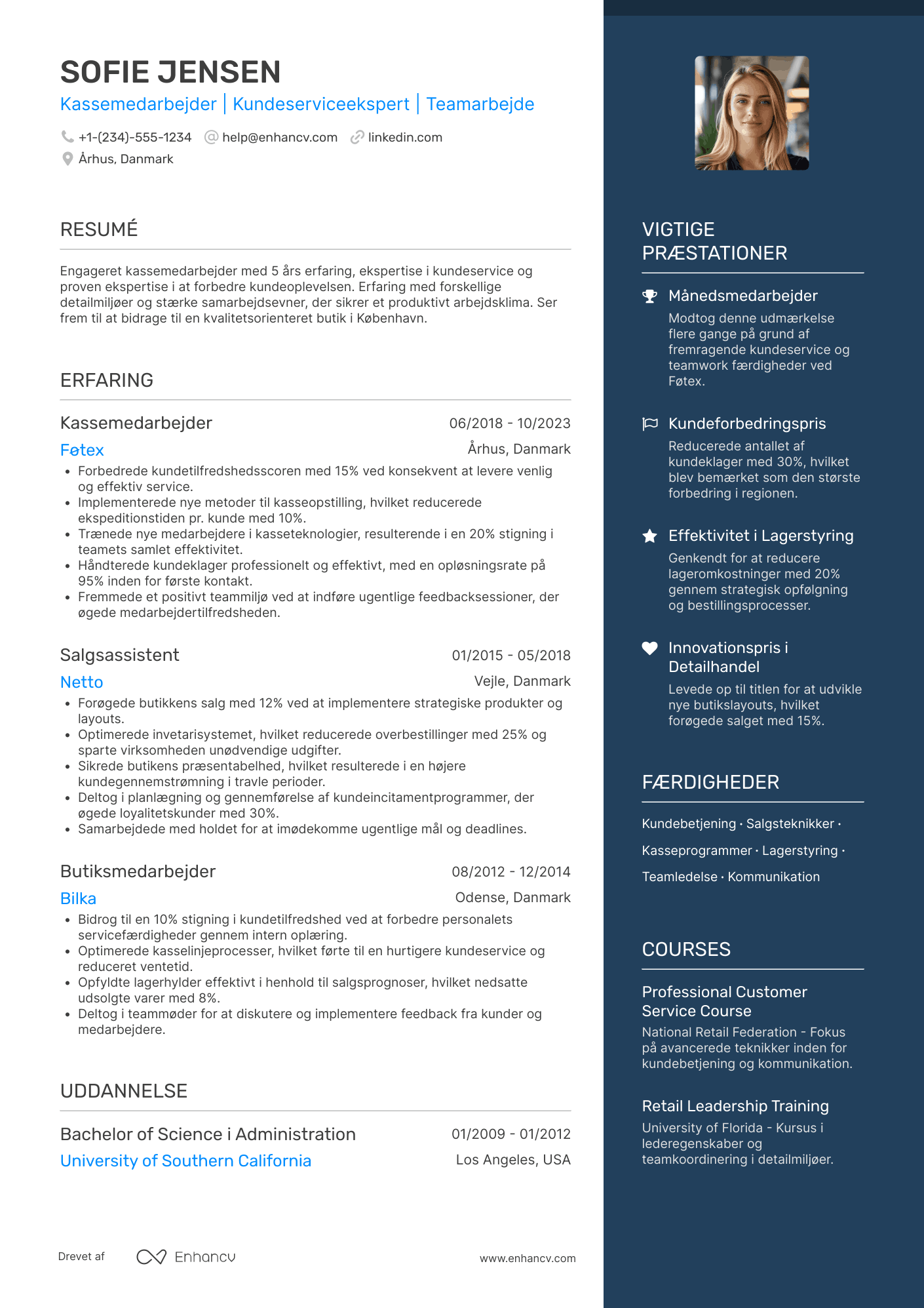 CV til Kassemedarbejder i supermarked Resume Example