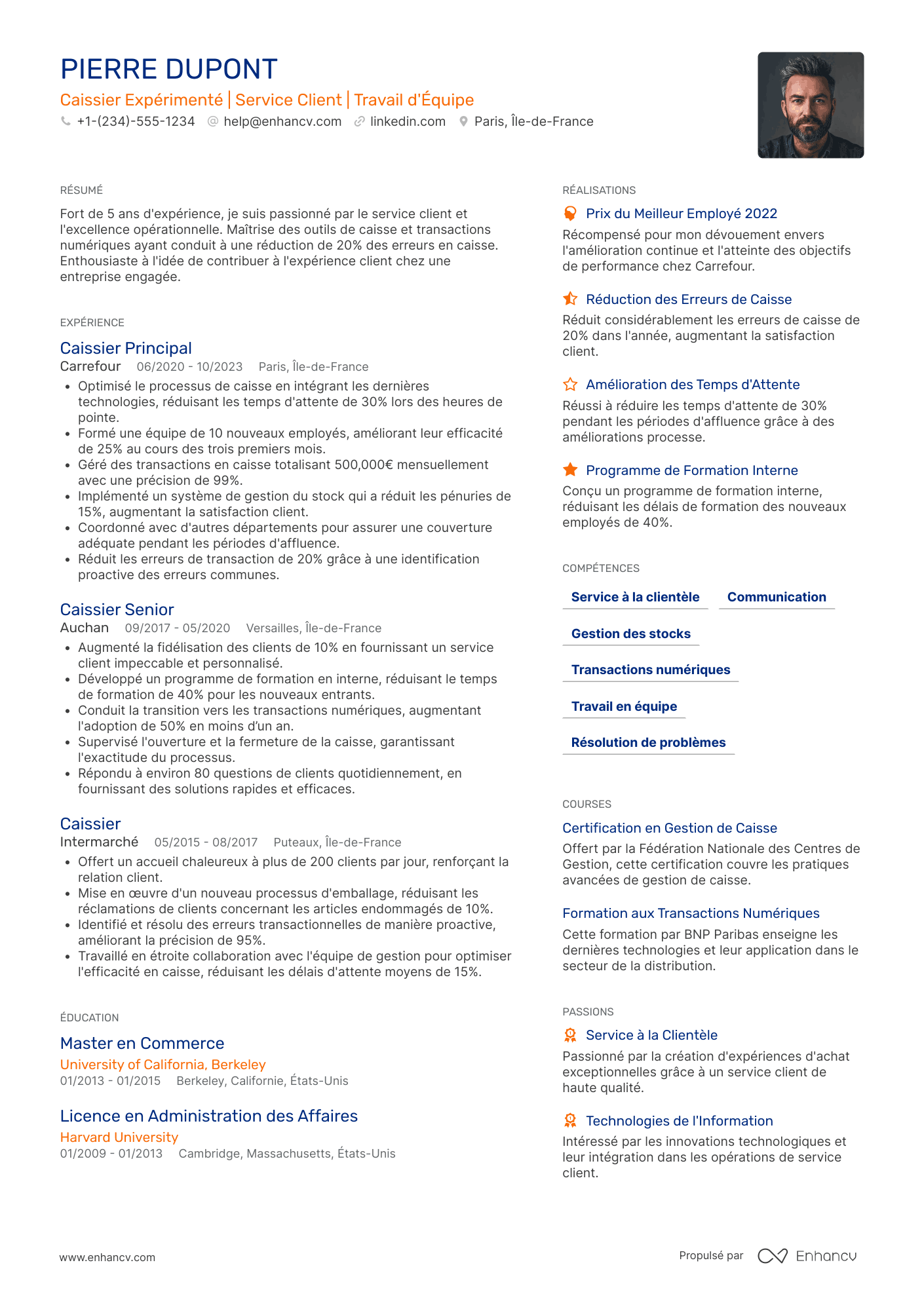 CV de caissière à Leclerc Resume Example