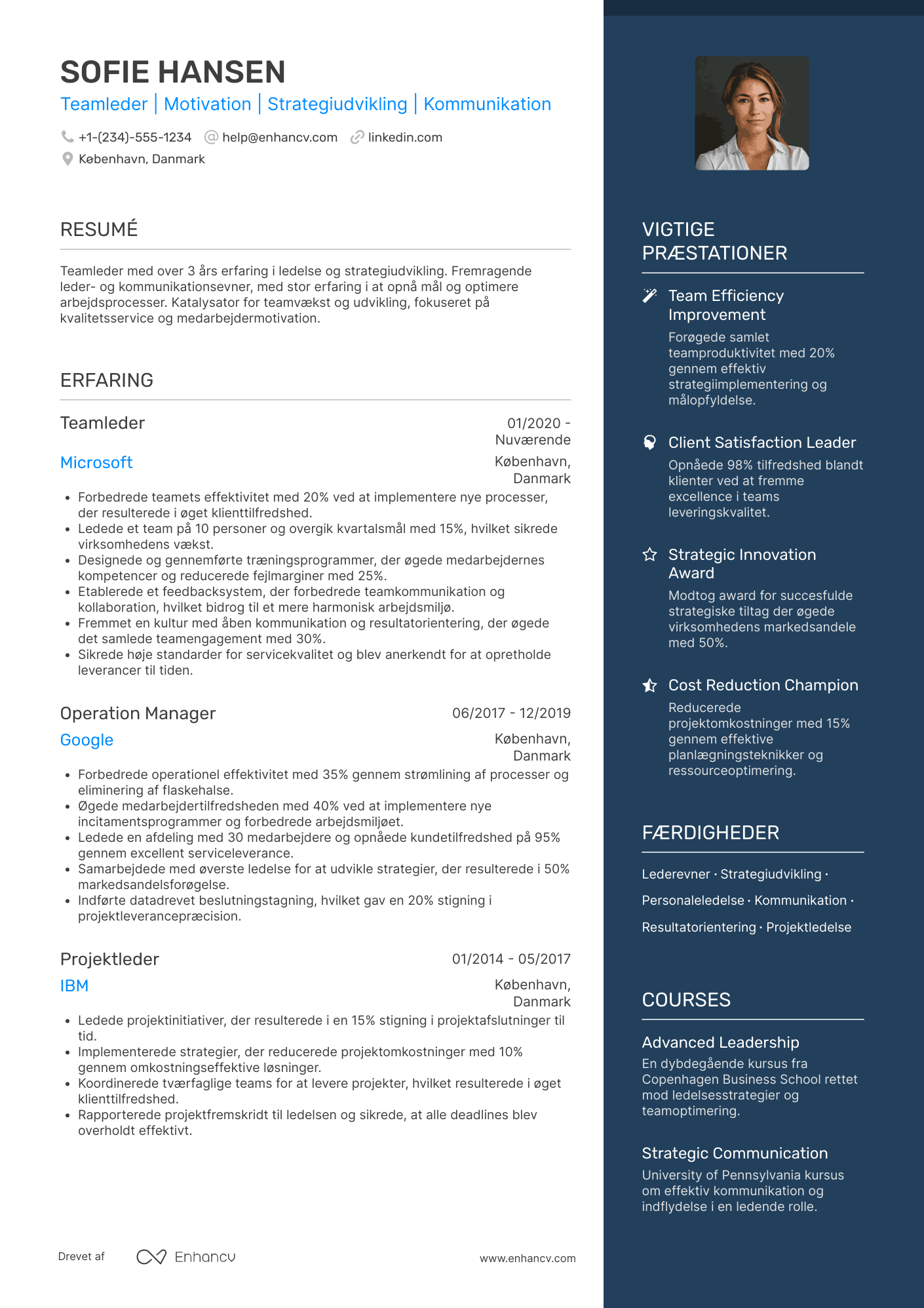 CV til Teamleder Resume Example