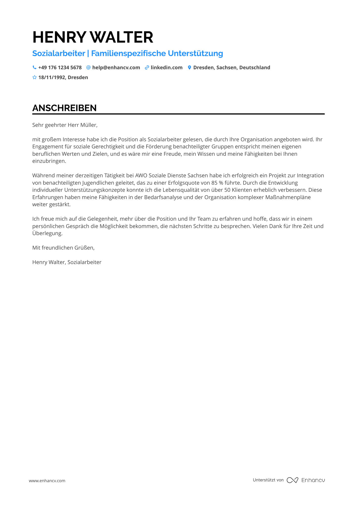 Einstiegslevel Sozialarbeiter Resume Example
