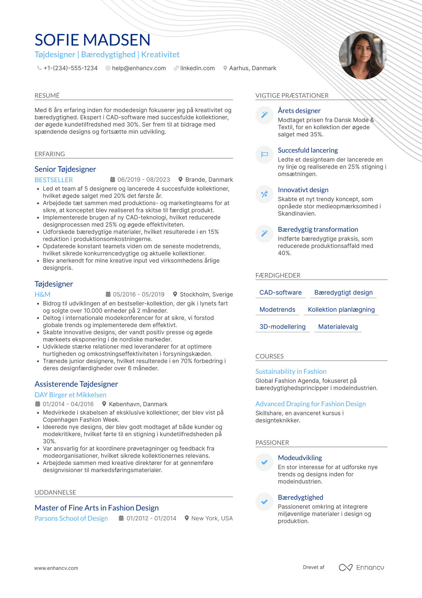 CV til Tøjdesigner Resume Example