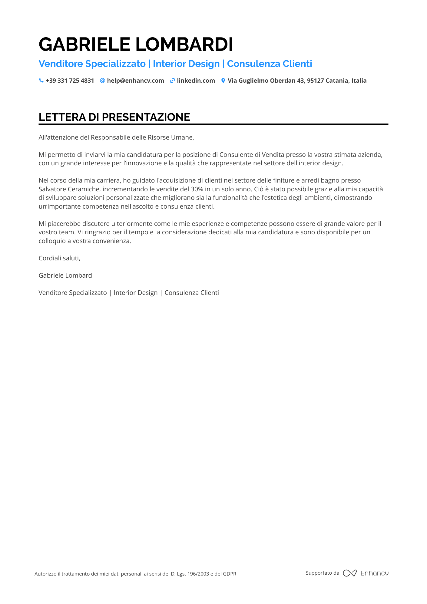 Venditore di Prodotti di Bellezza Resume Example