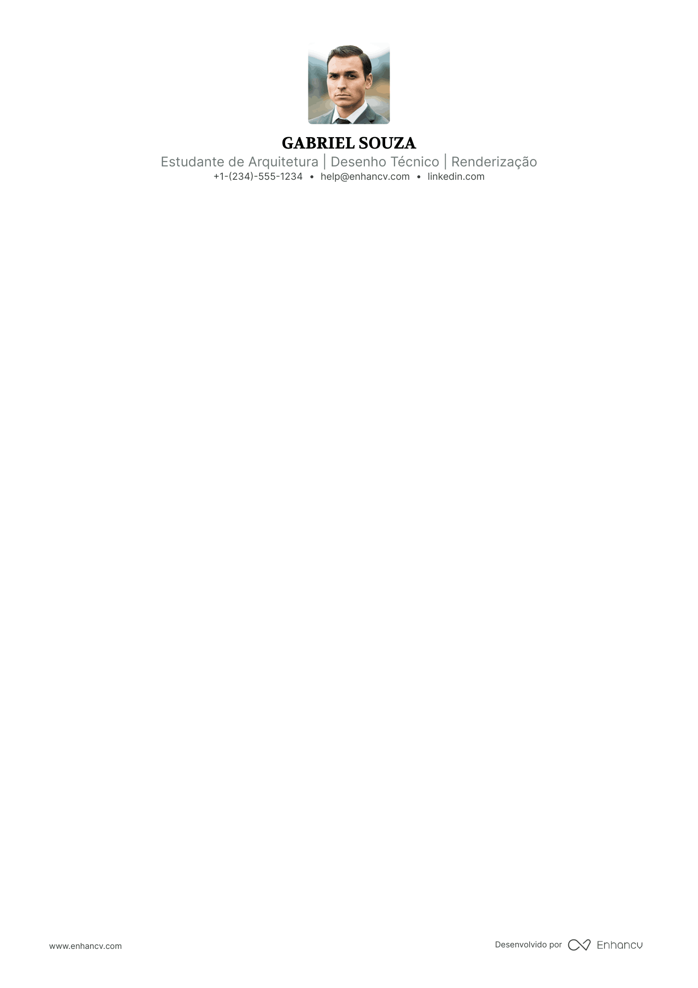 Currículo de estudante de Arquitetura Resume Example