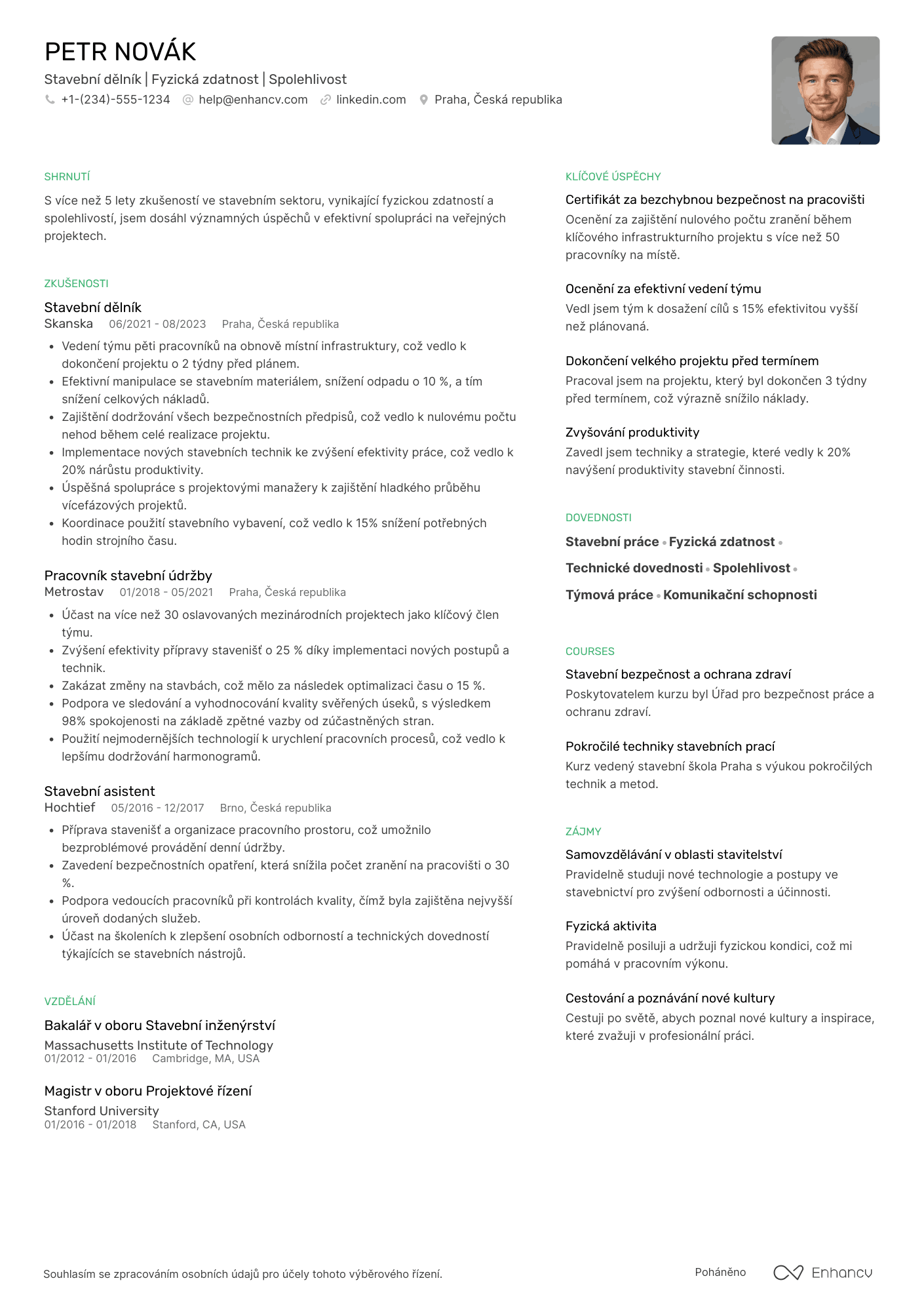 Životopis pro Stavební dělník ve veřejném sektoru Resume Example