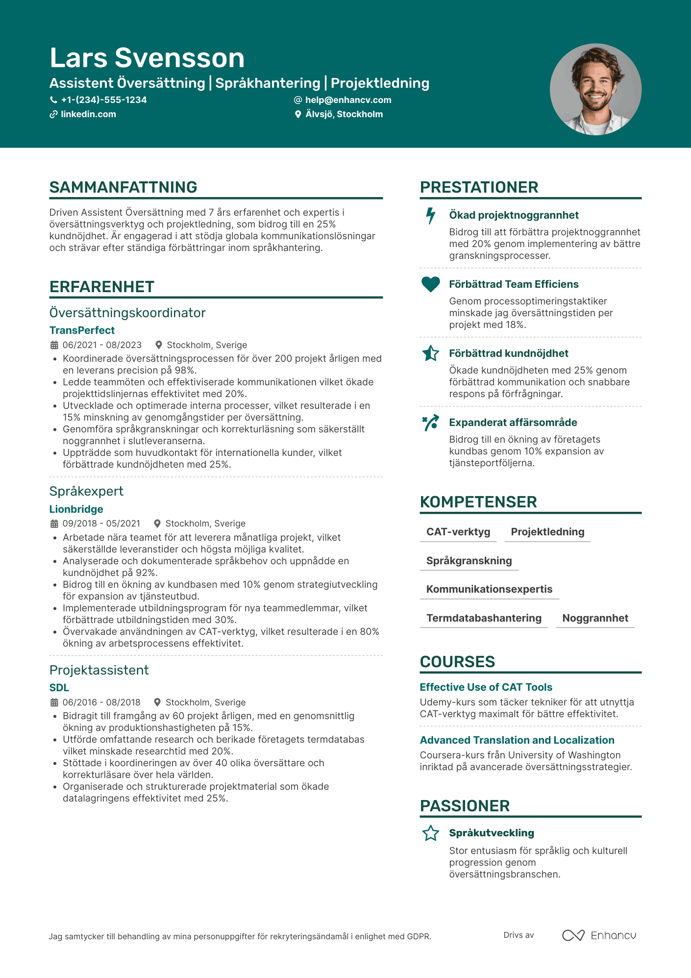 CV för Assistent Översättning Resume Example