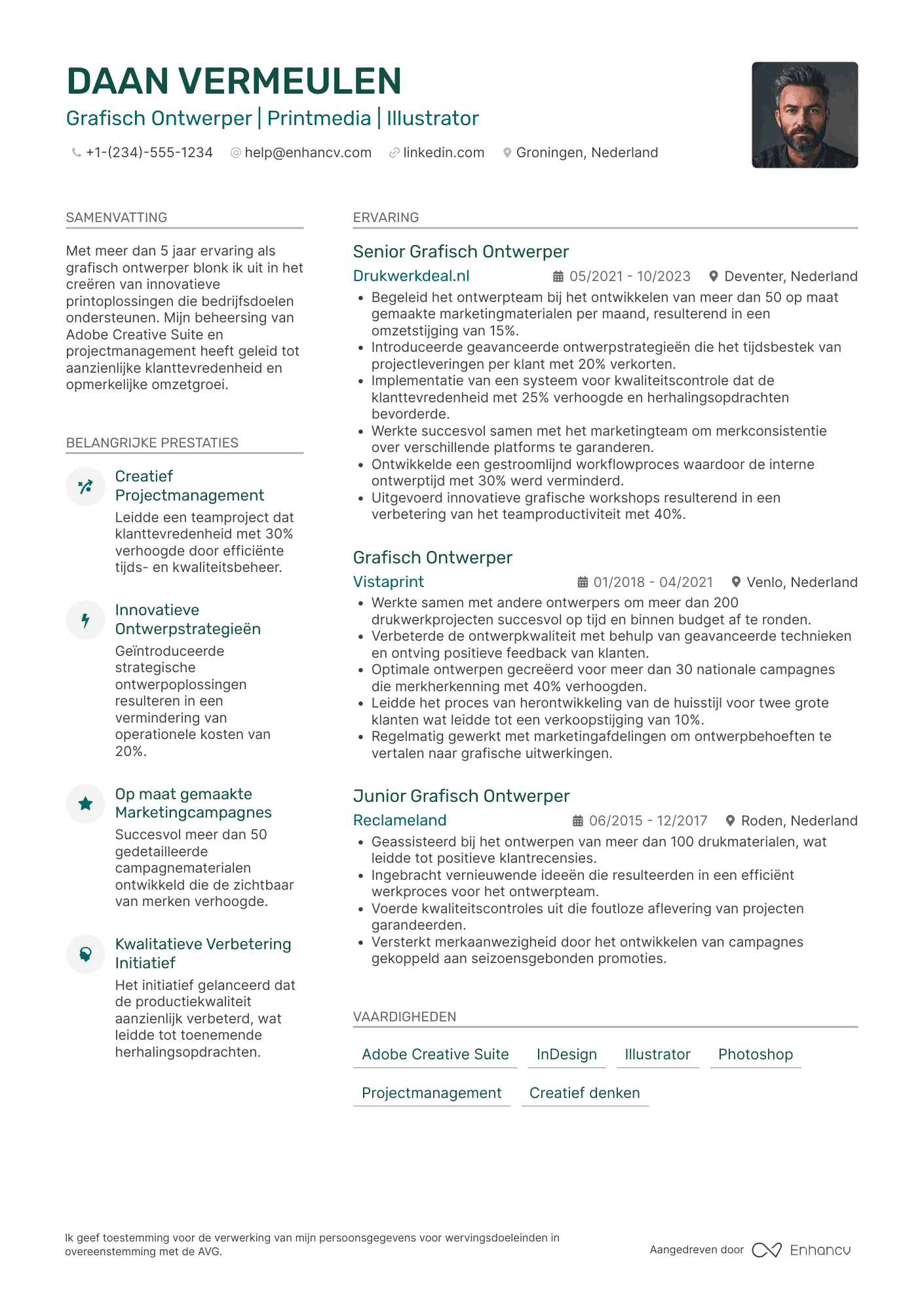 CV voor Grafisch Ontwerper in Printmedia Resume Example