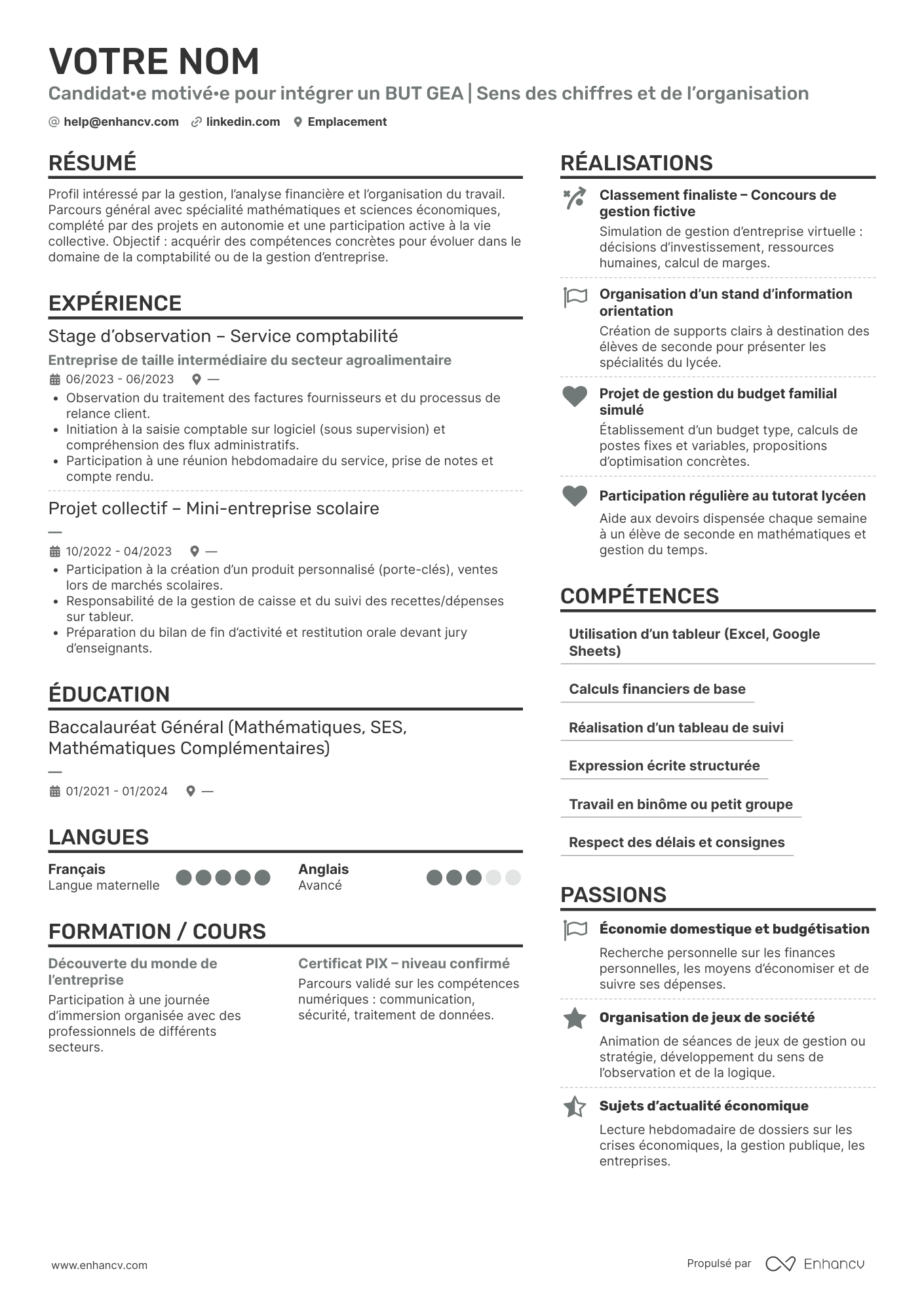 CV Parcoursup anonyme Resume Example
