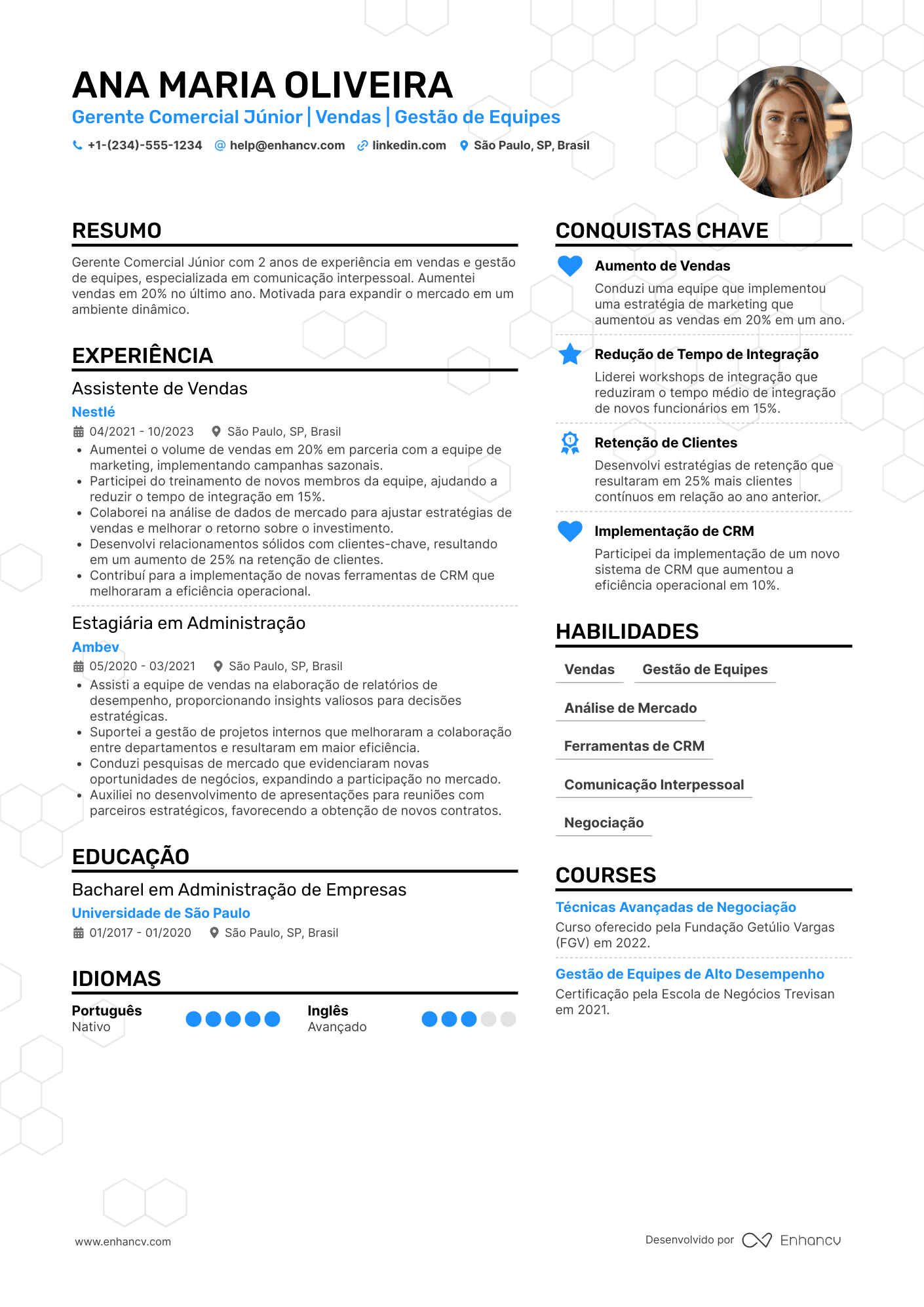 Currículo gerente comercial júnior Resume Example