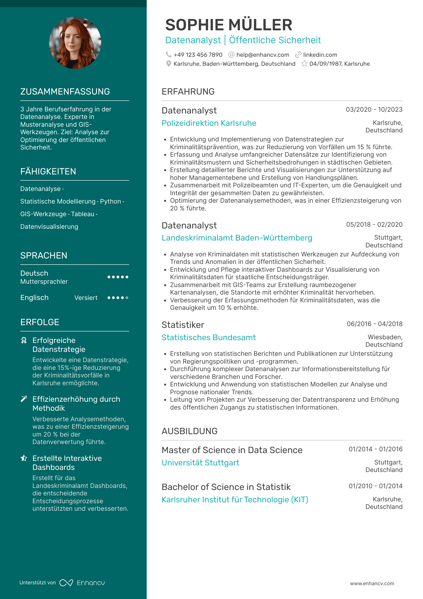 Lebenslauf als Polizei Datenanalytiker Resume Example