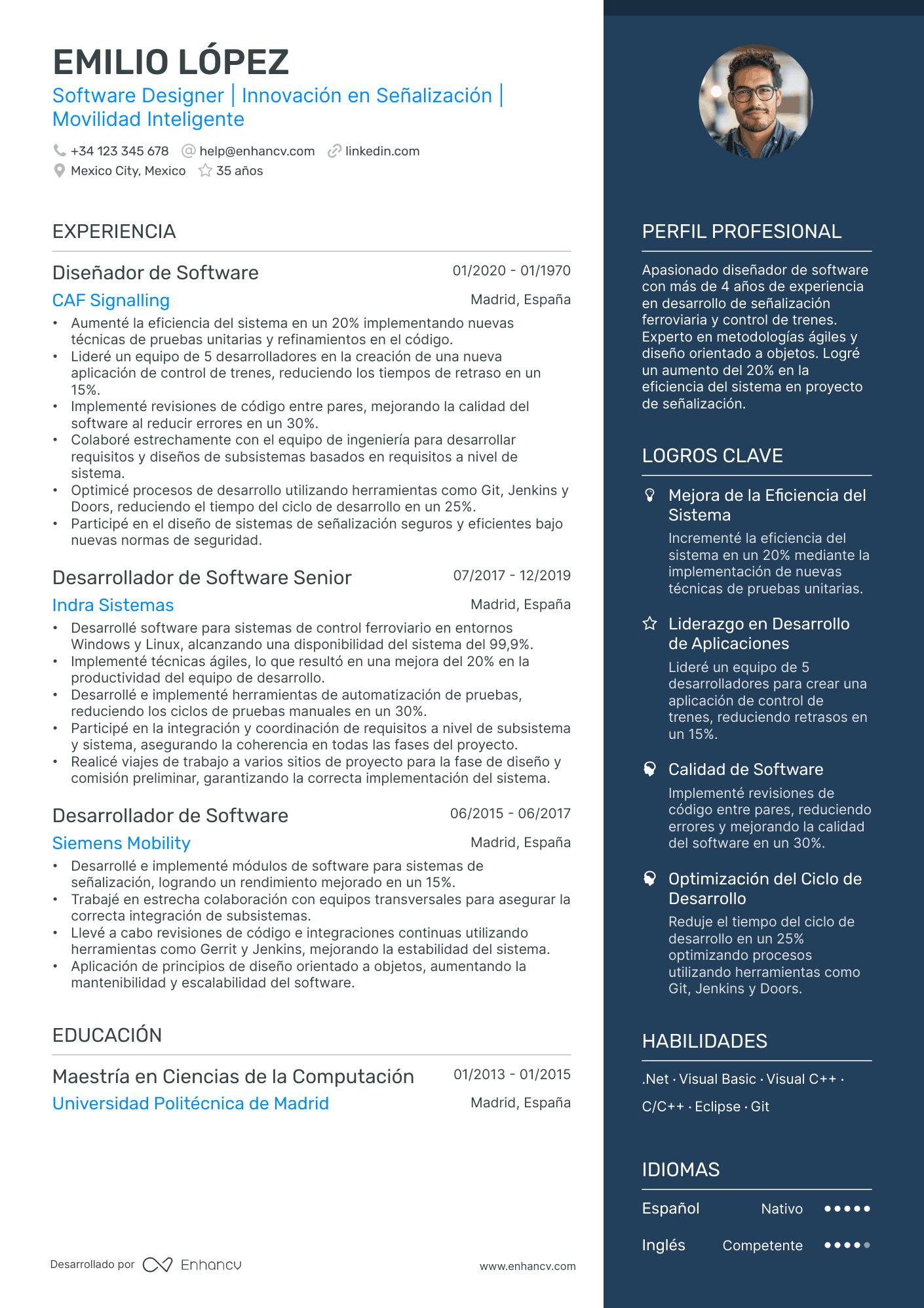 Diseñador de Informática Resume Example