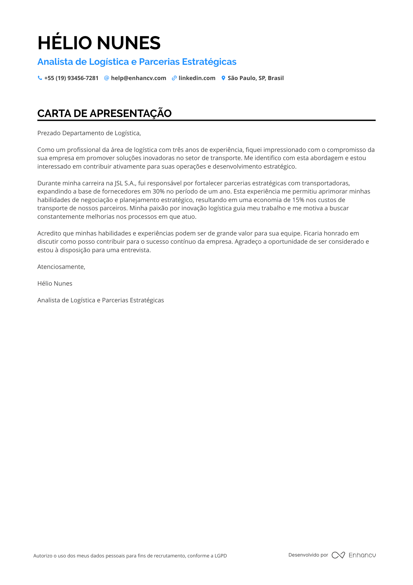 Executivo de Aquisições Resume Example