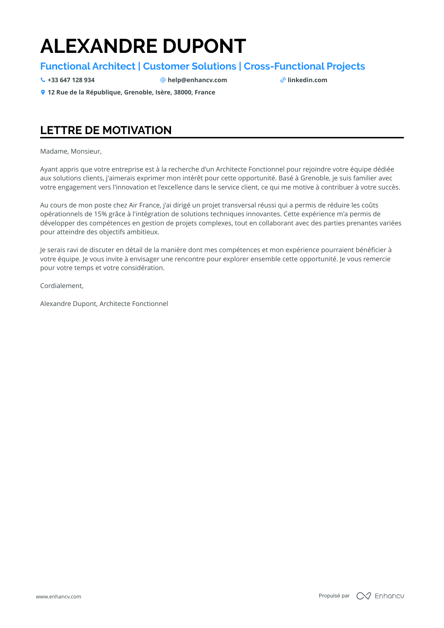 Architecte Principal Resume Example