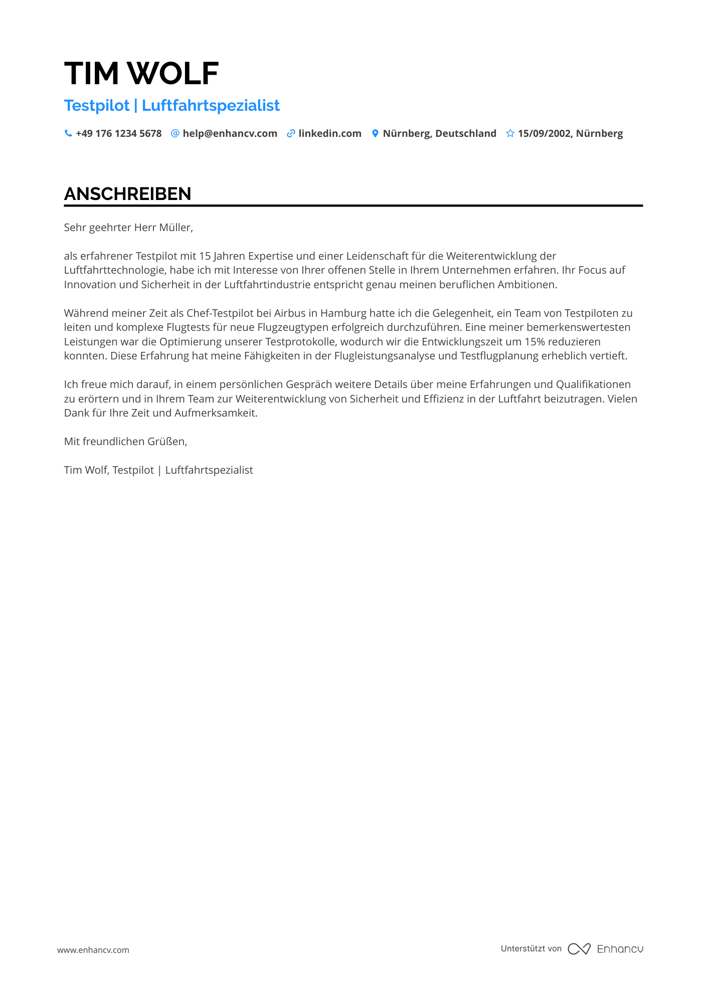 Testpilot Resume Example