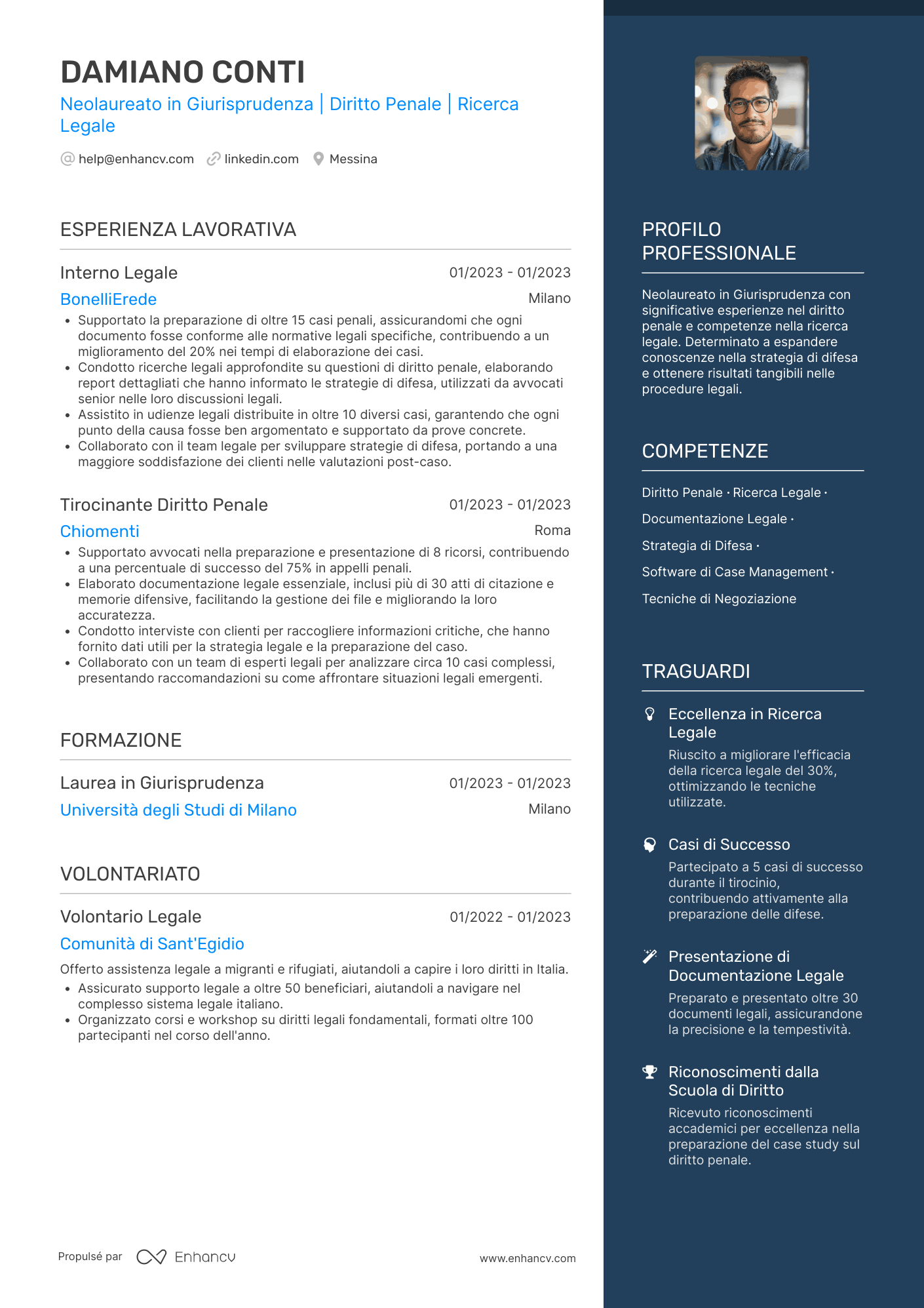 Avvocato Penalista Resume Example