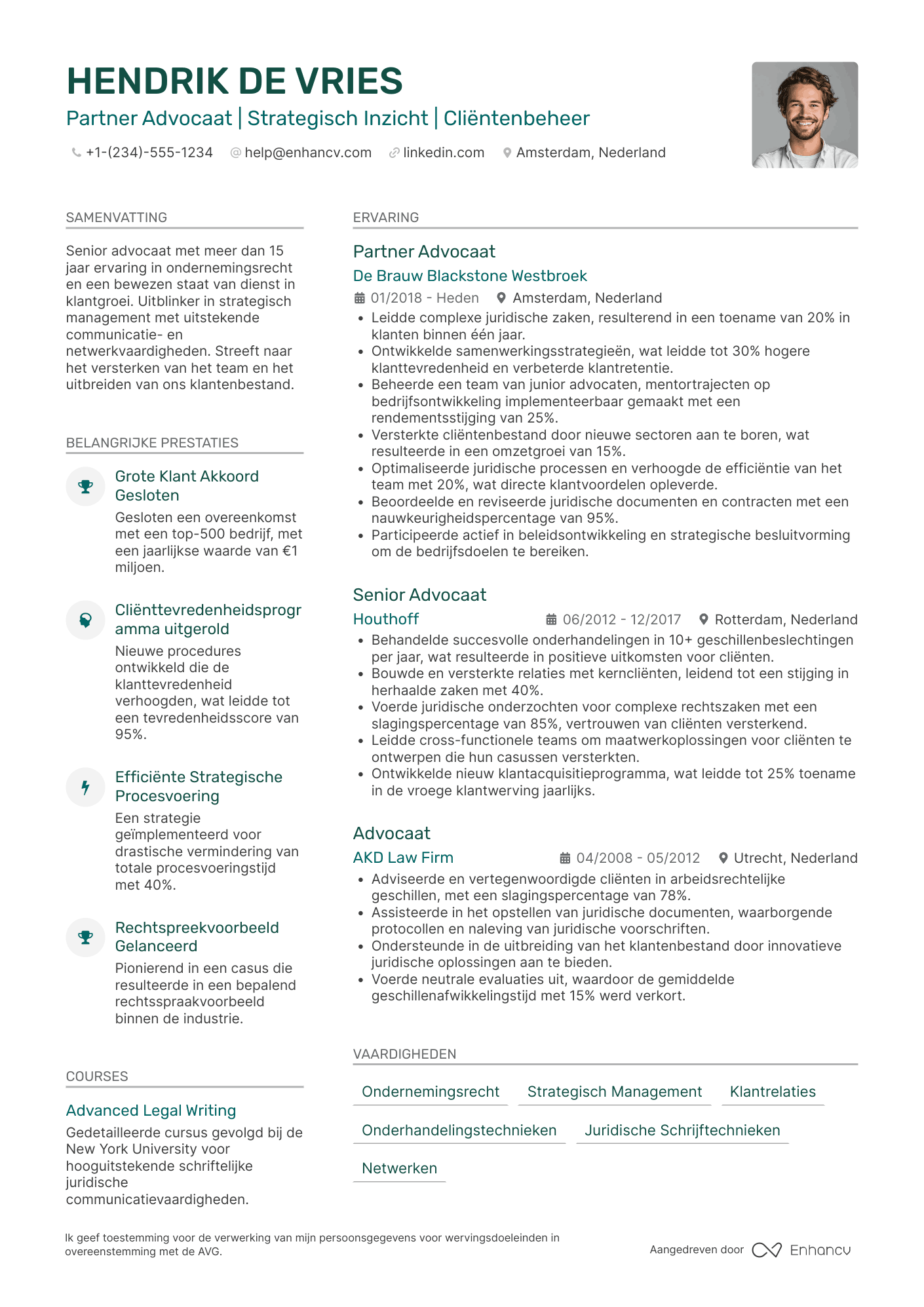 CV voor Partner Advocaat Resume Example