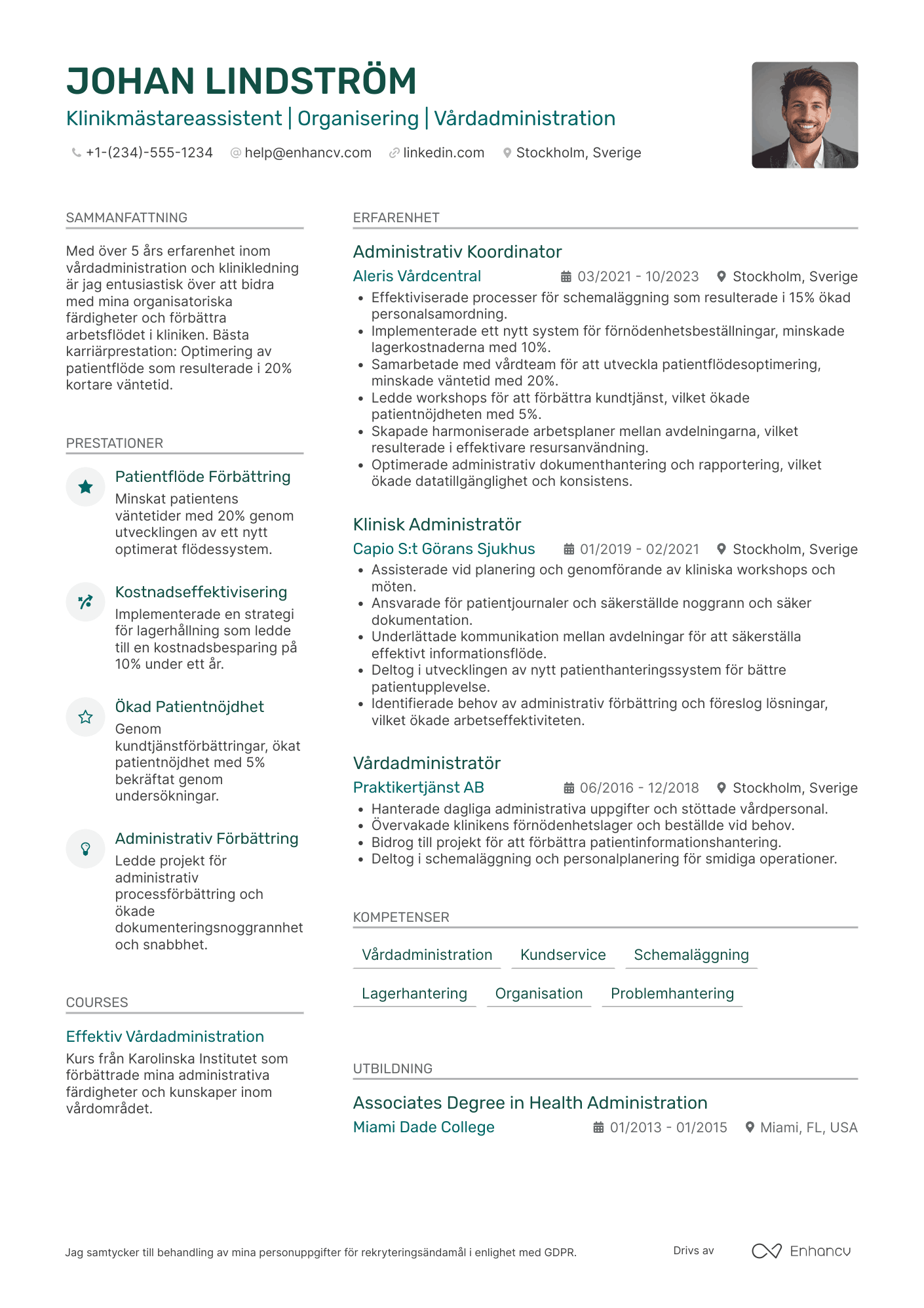 CV för Klinikmästareassistent Resume Example
